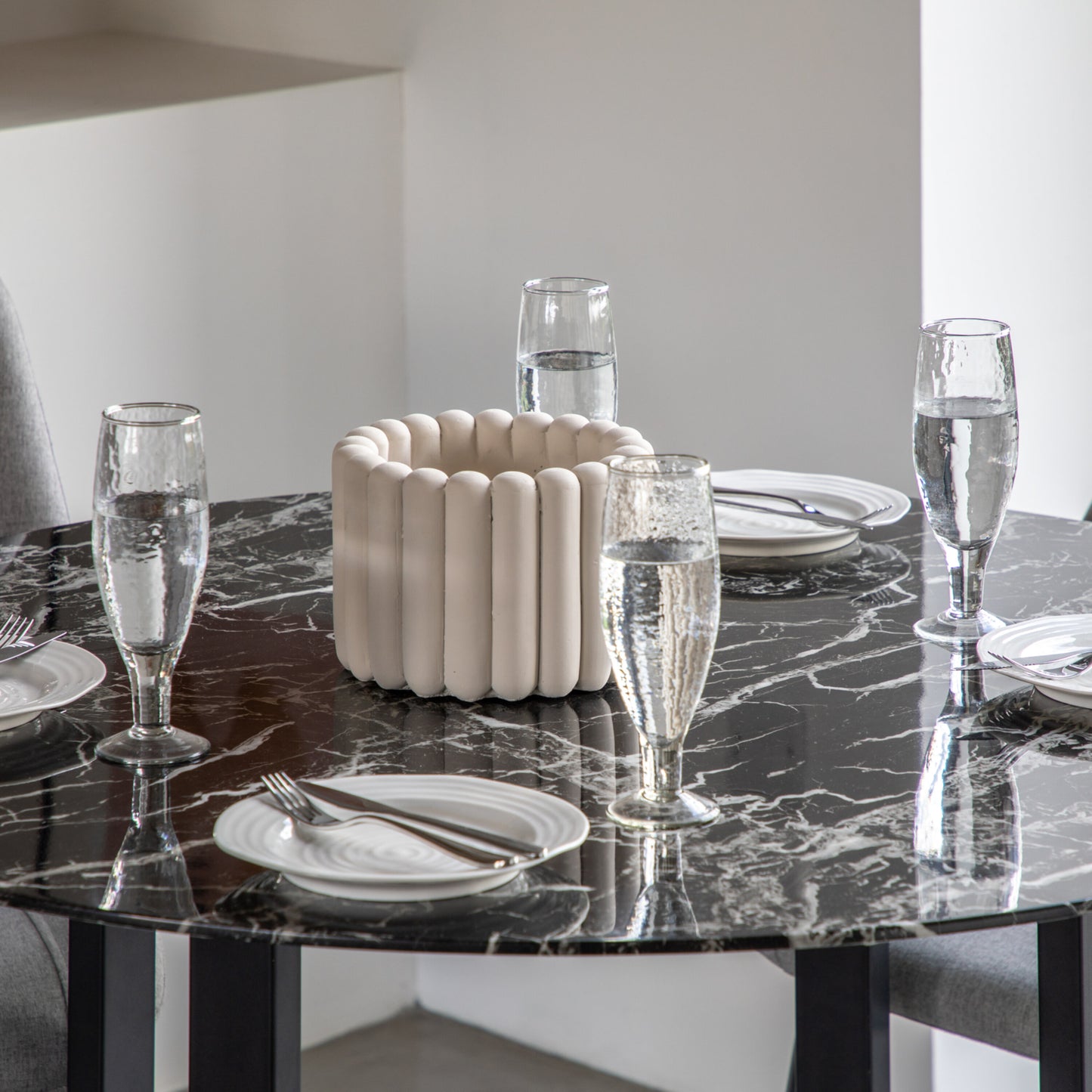 Jude Faux Marble Dining Table | Black Effect 