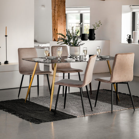 Finn Faux Marble Dining Table | Black Effect 