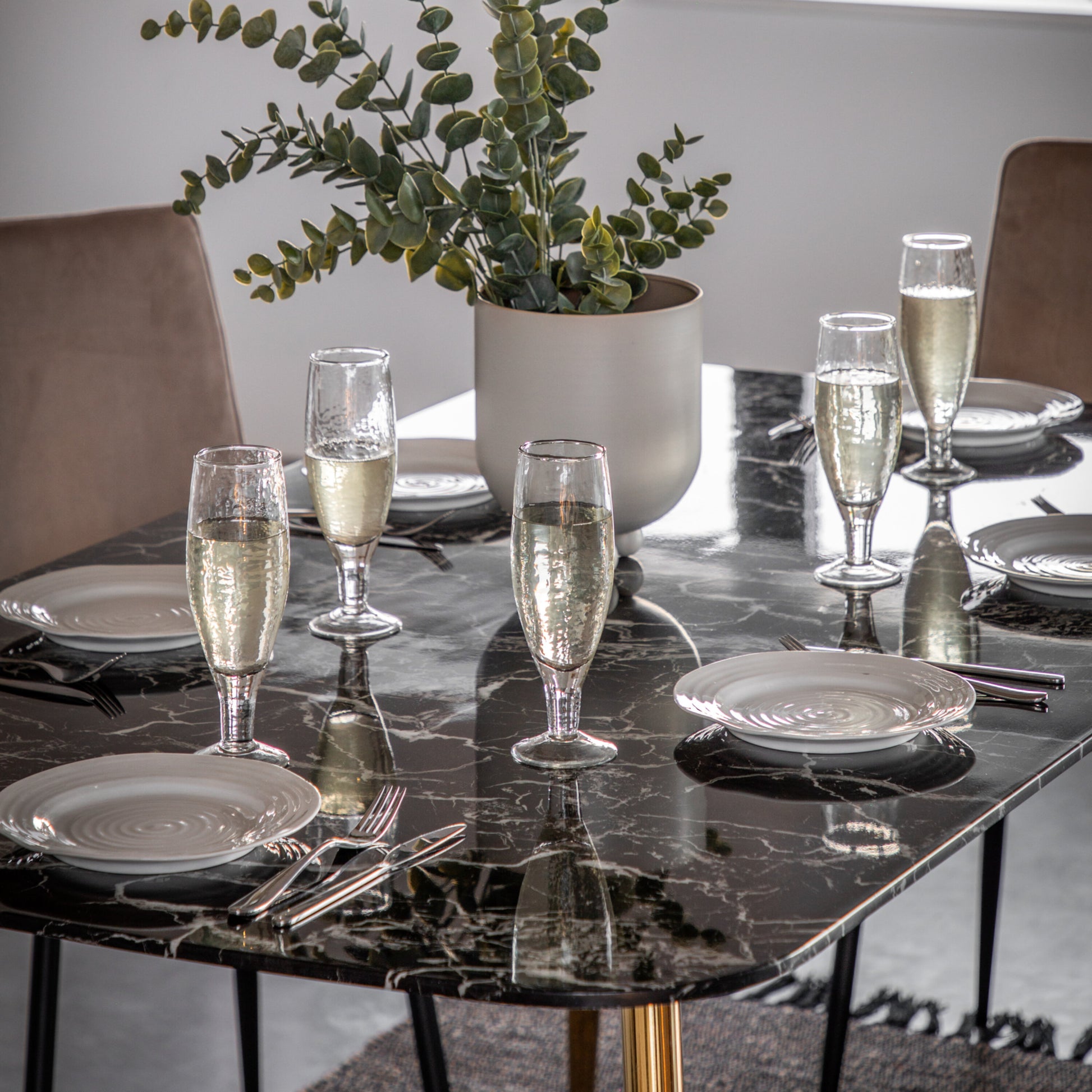 Finn Faux Marble Dining Table | Black Effect 