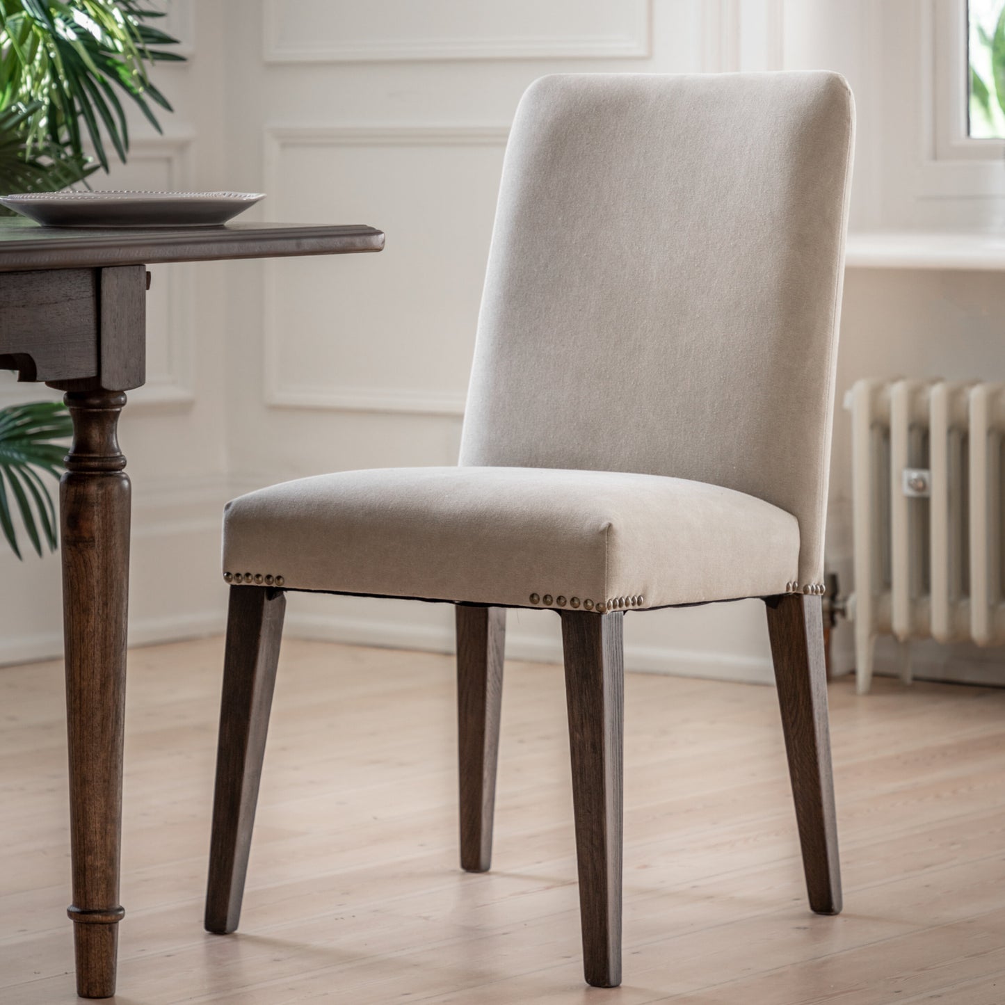 Mindi Walnut Chair | Cement Linen (2 Pack)