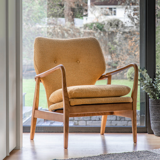 Rowan Oak Frame Armchair | Ochre