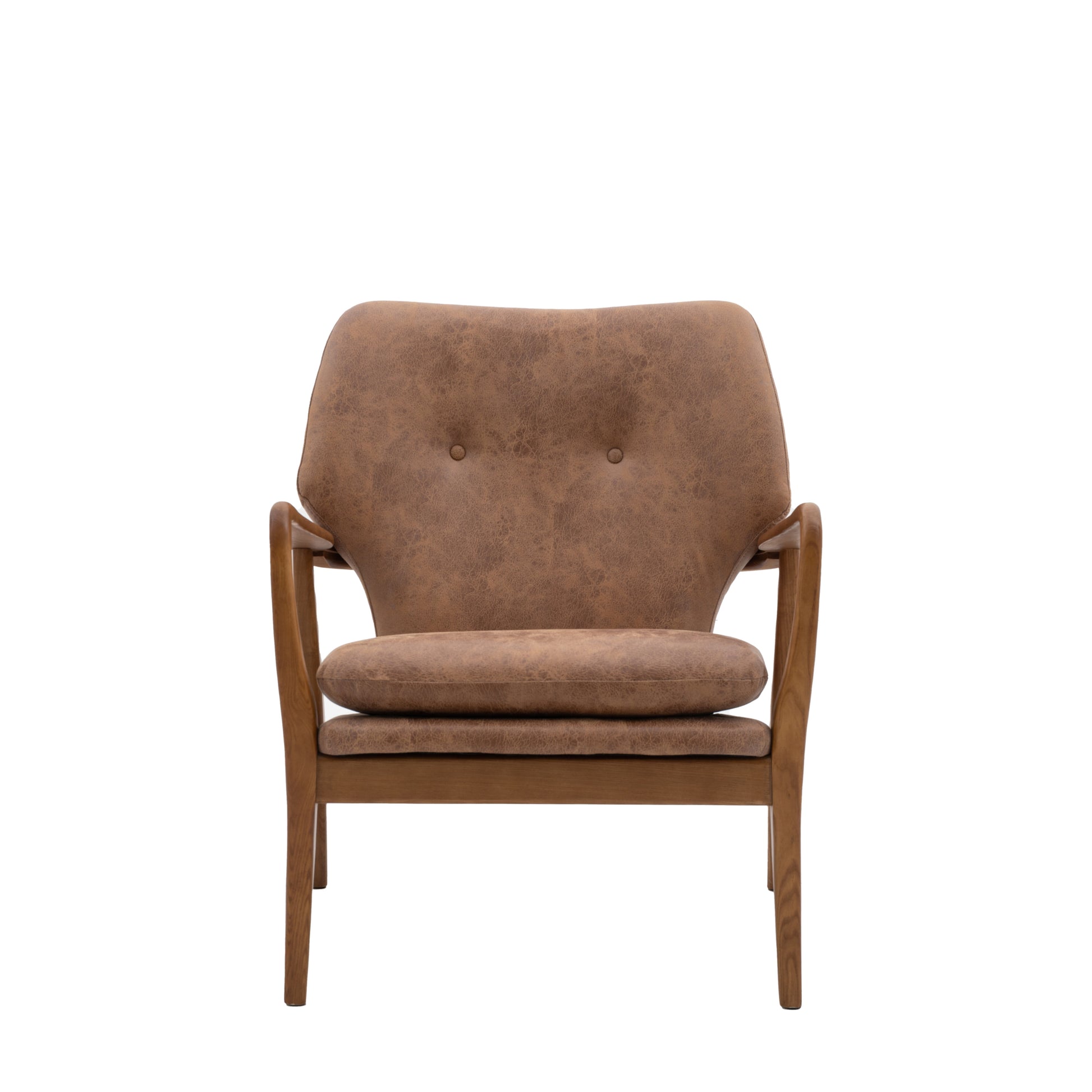 Rowan Oak Frame Armchair | Brown Leather