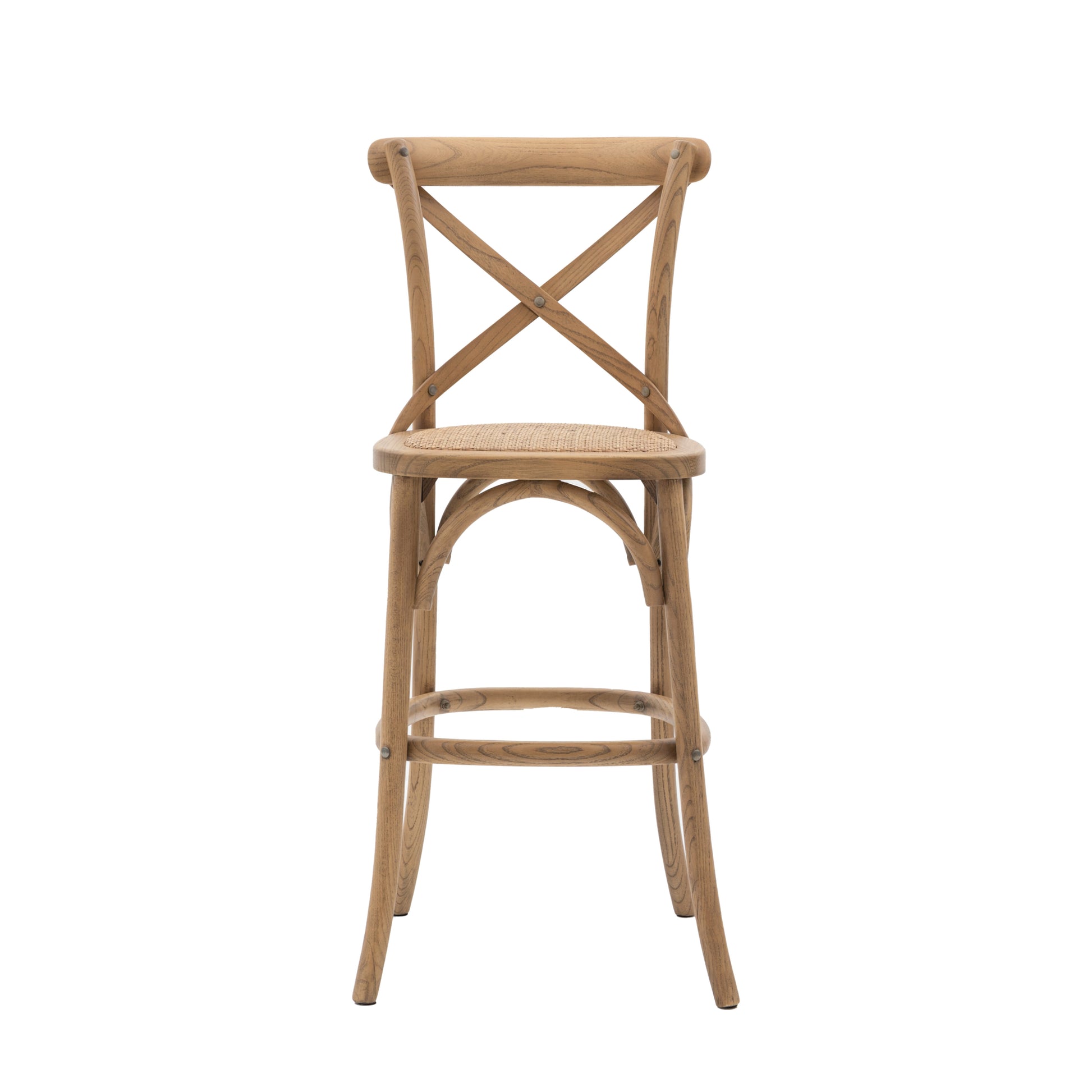 Wooden X Back Dining Stool | Natural/Rattan (2 Pack)