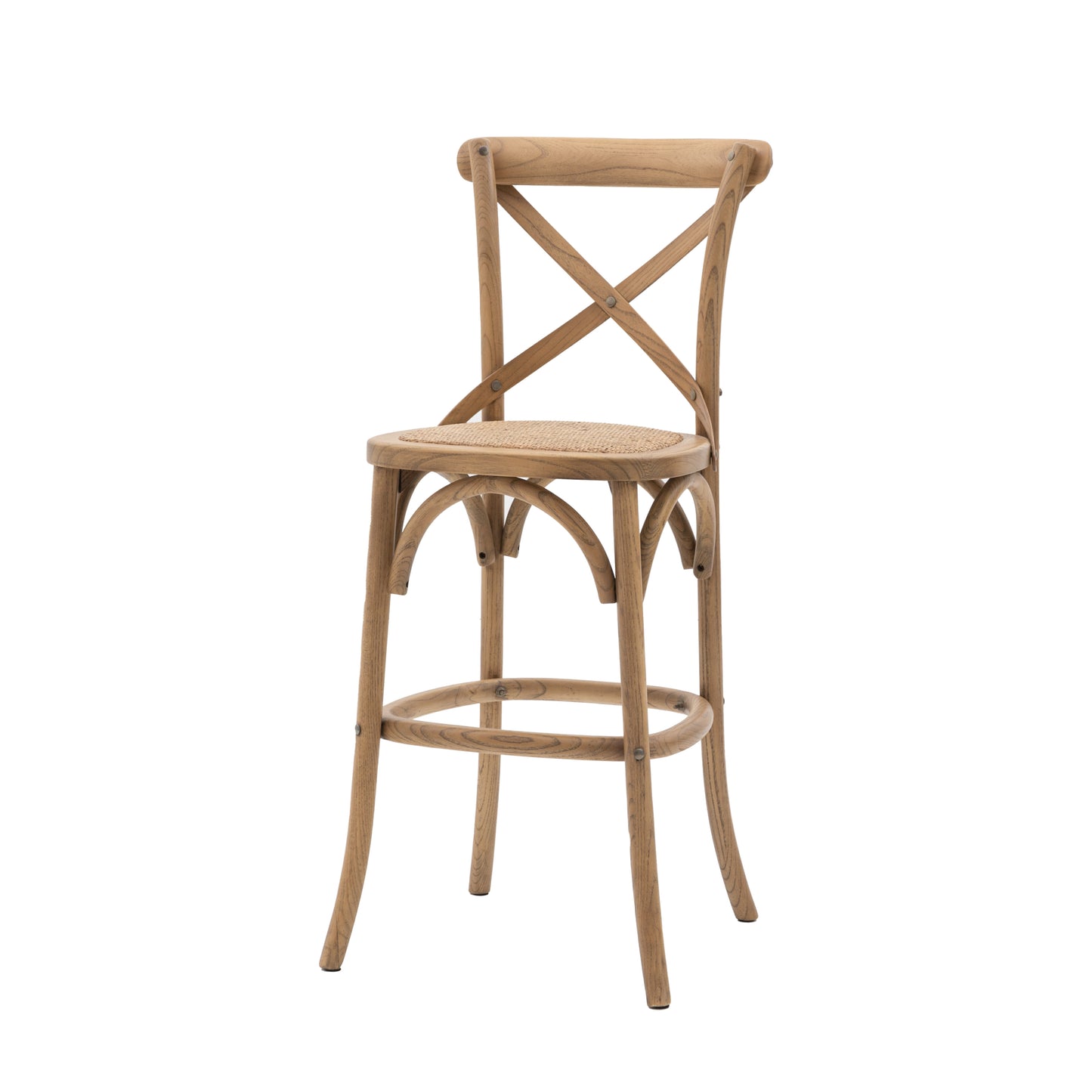 Wooden X Back Dining Stool | Natural/Rattan (2 Pack)