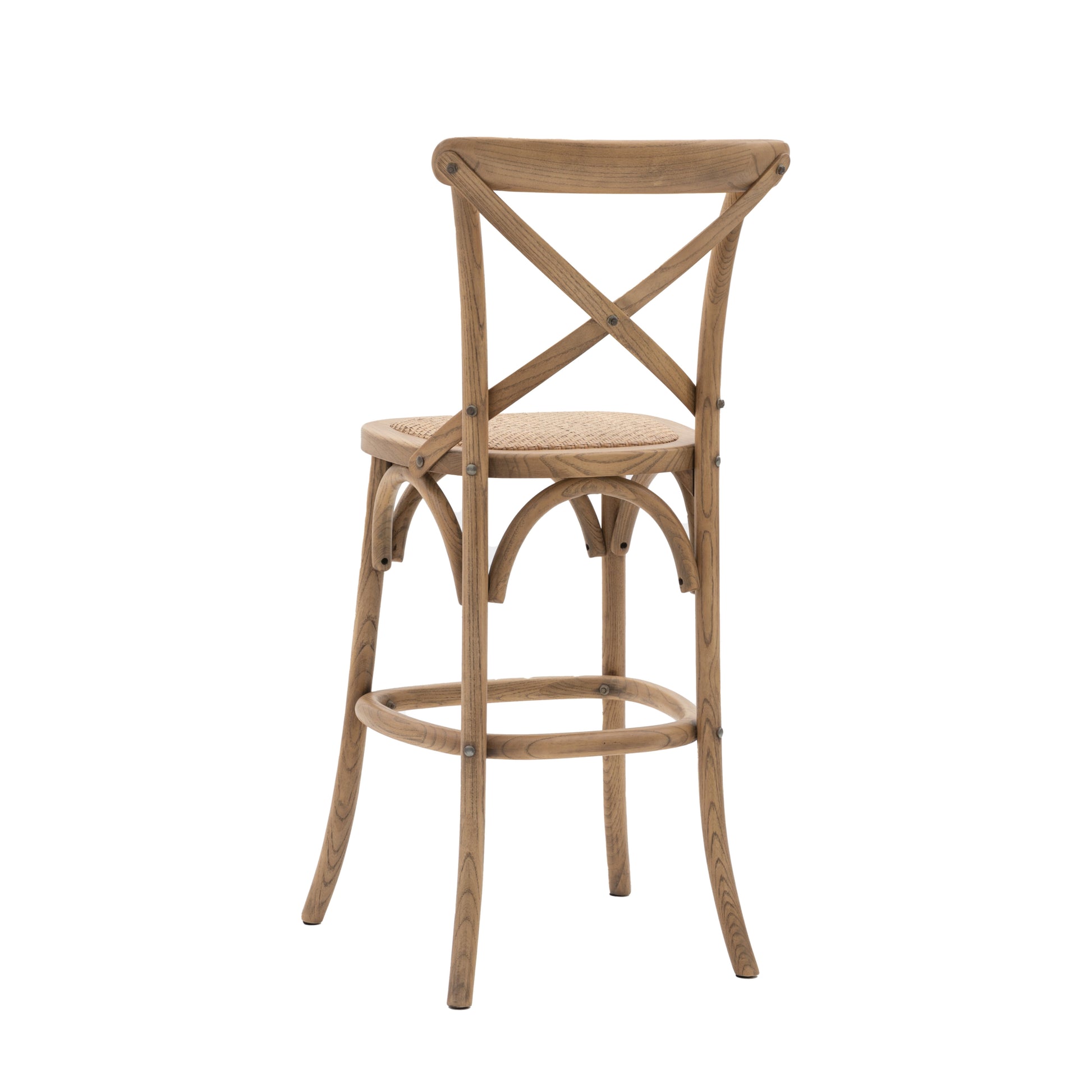 Wooden X Back Dining Stool | Natural/Rattan (2 Pack)