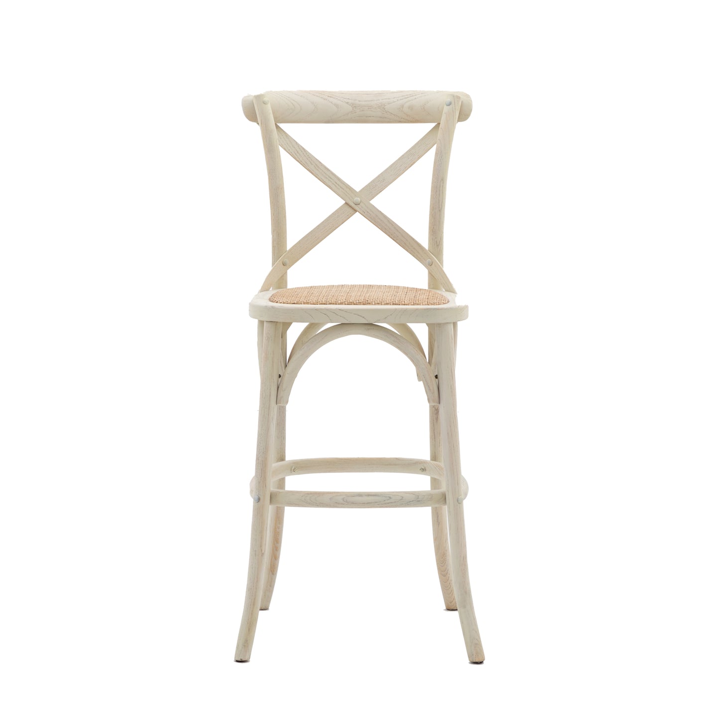 Wooden X Back Dining Stool | White/Rattan (2 Pack)