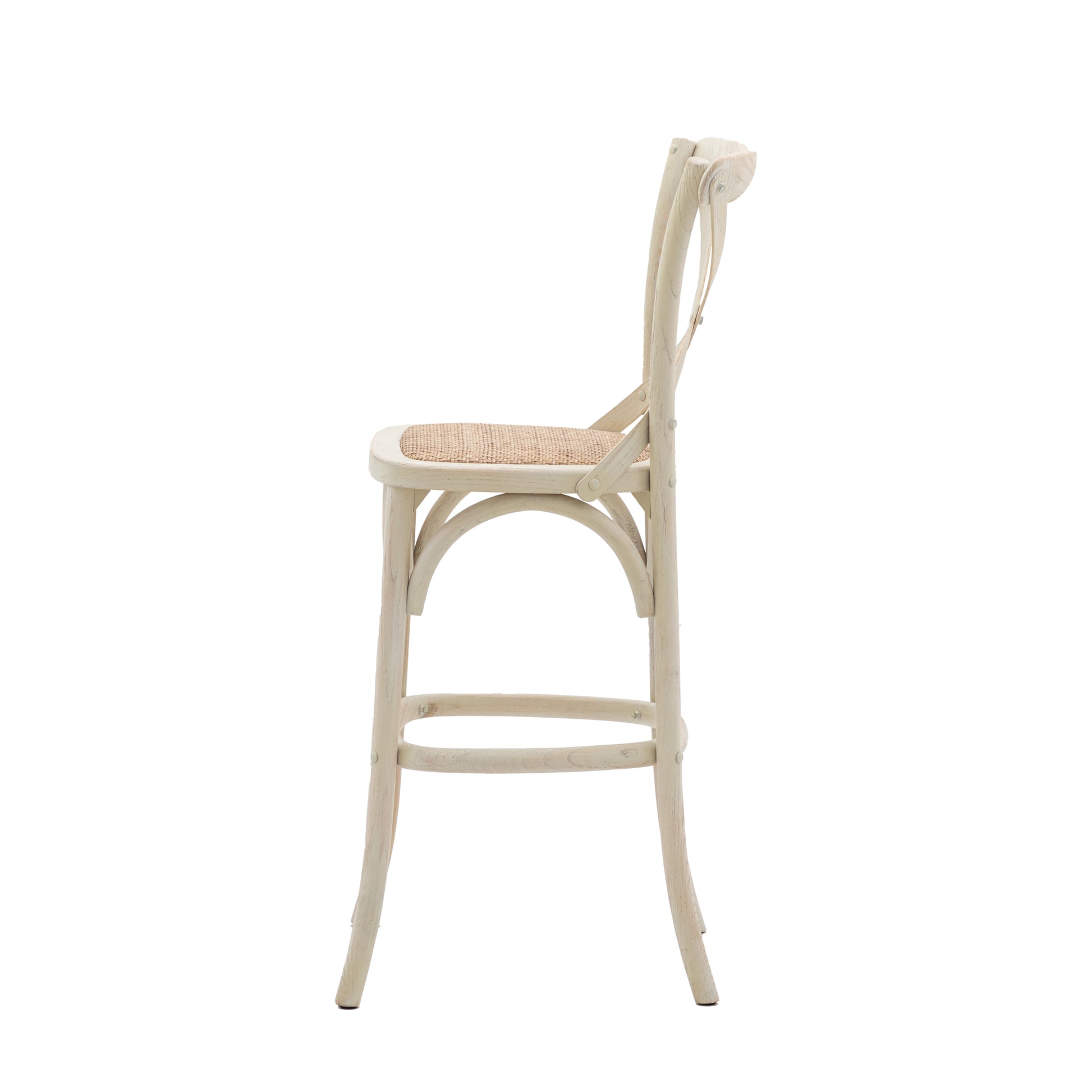 Wooden X Back Dining Stool | White/Rattan (2 Pack)