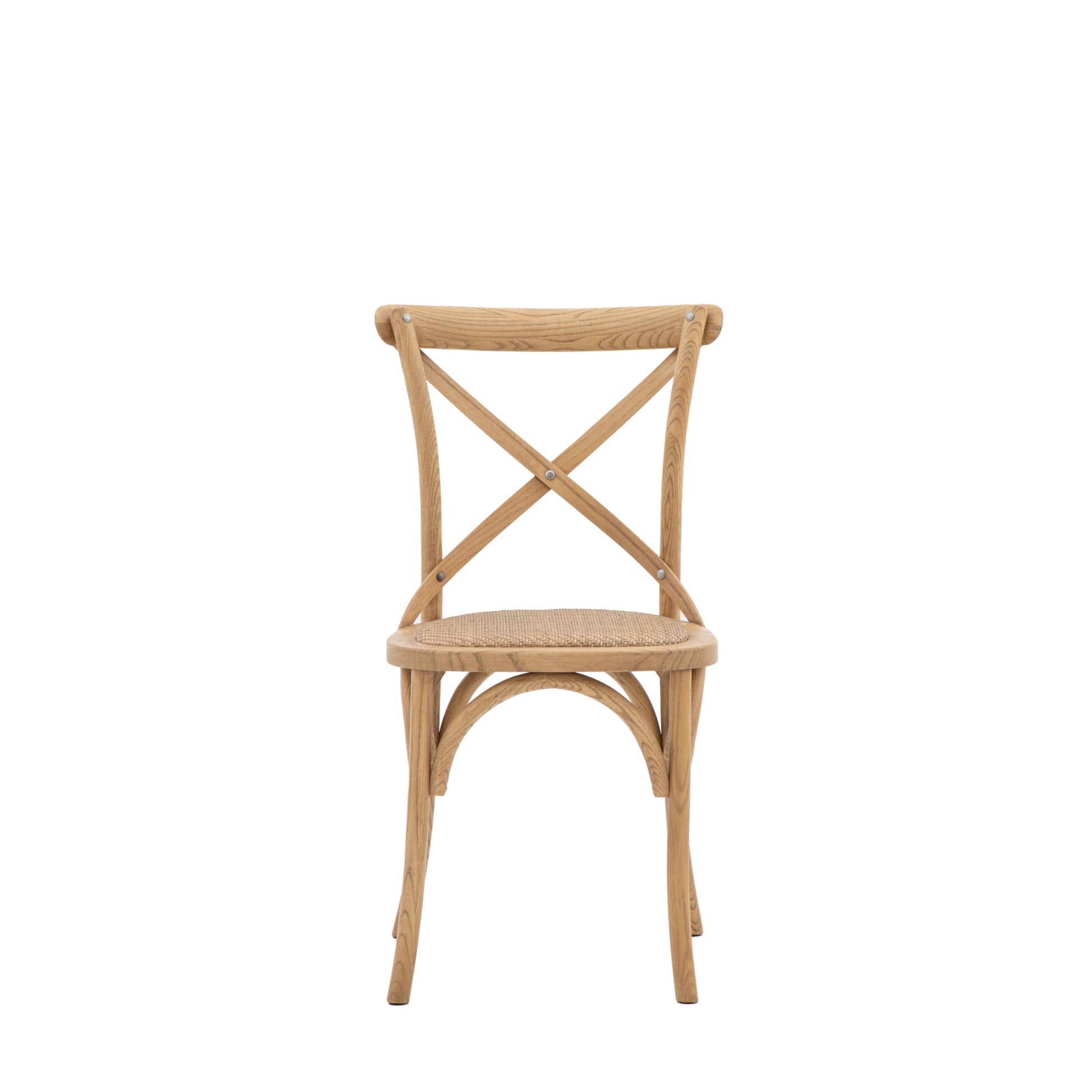 Wooden X Back Dining Chair | Natural/Rattan (2 Pack)