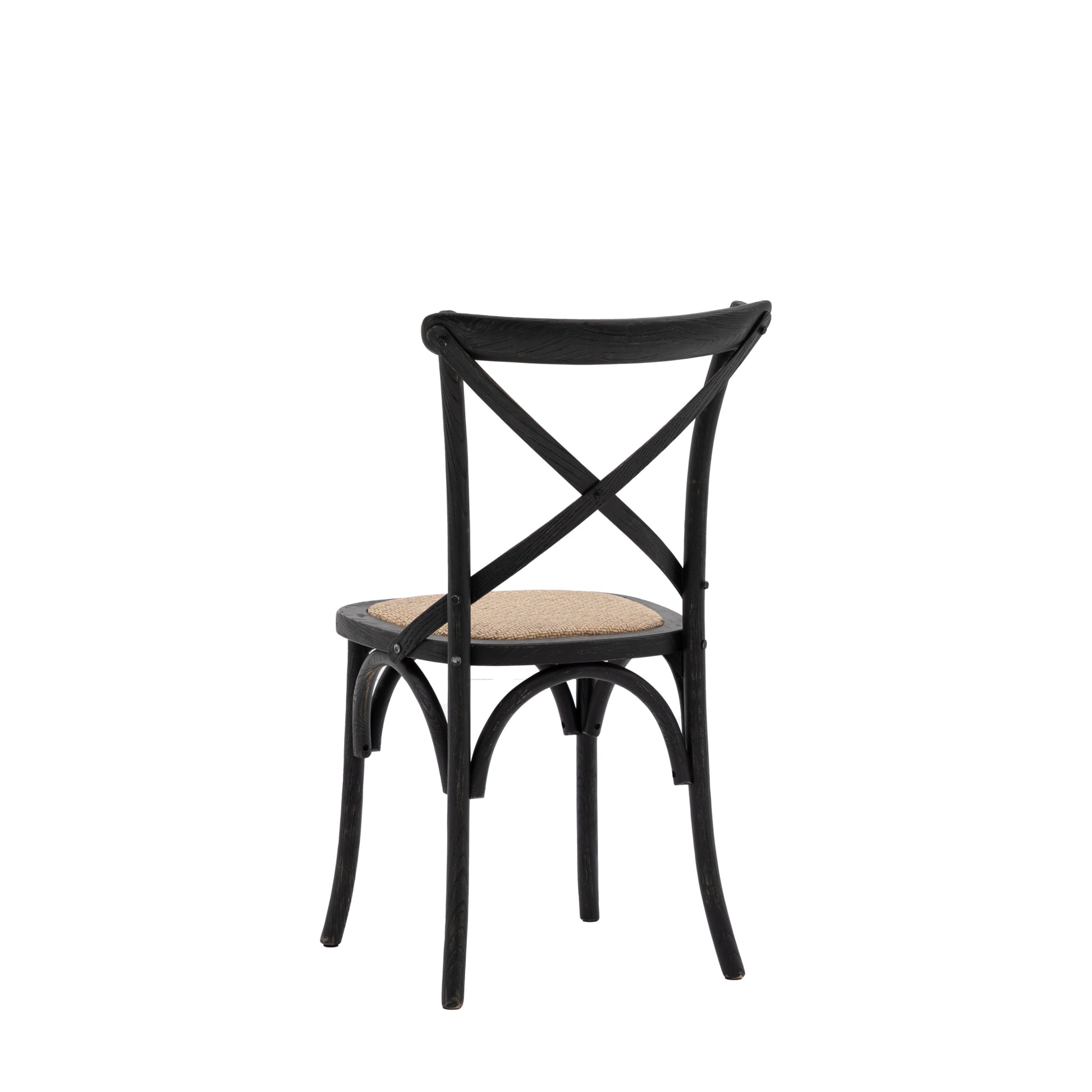 Wooden X Back Dining Chair | Black/Rattan (2 Pack)