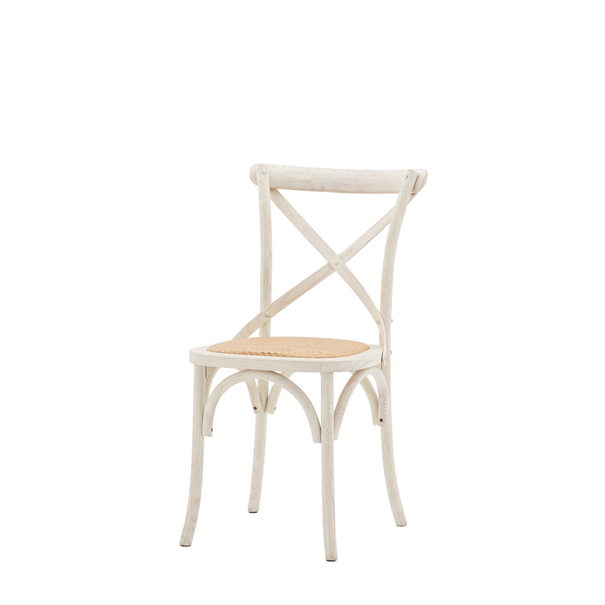 Wooden X Back Dining Chair | White/Rattan (2 Pack)