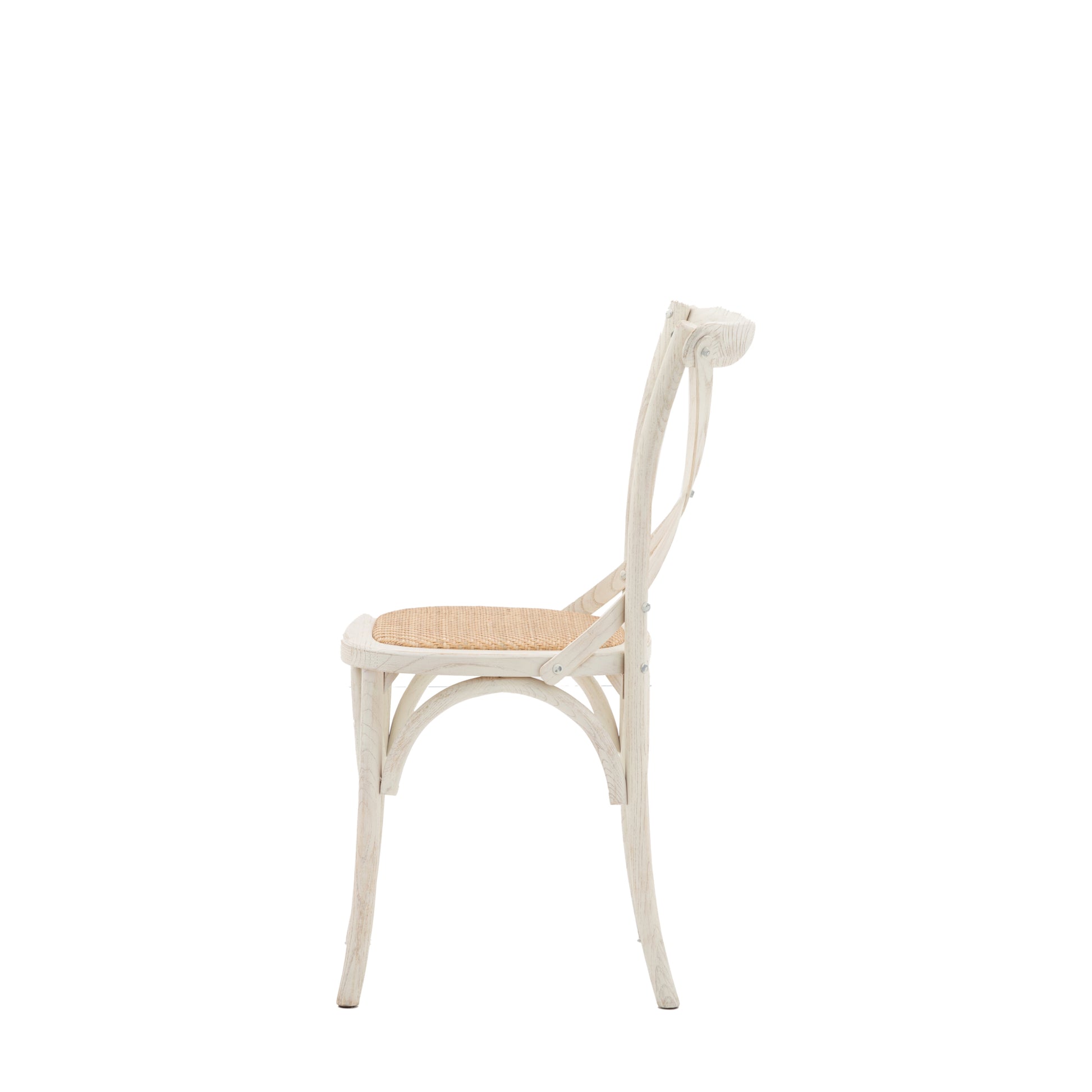 Wooden X Back Dining Chair | White/Rattan (2 Pack)