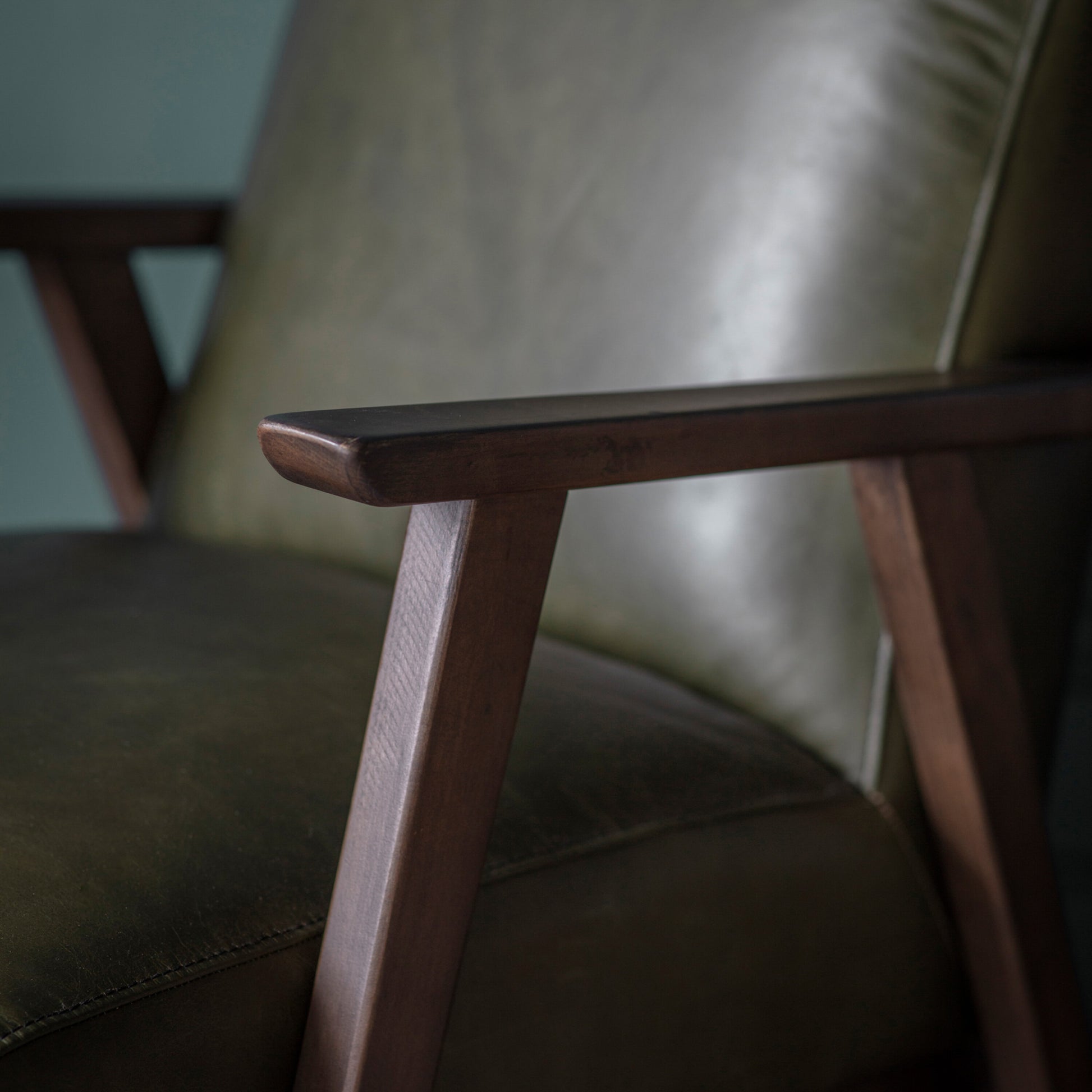 Eliana Wooden Frame Petite Armchair | Heritage Green Leather