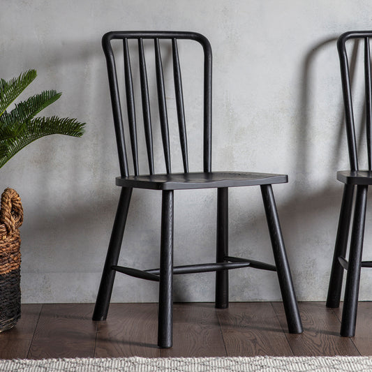 Emiko Metal And Wood Dining Chair | Black (2 Pack)