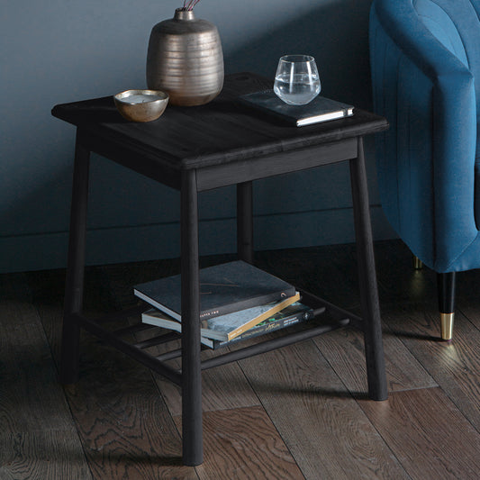 Emiko Metal And Wood Side Table | Black 