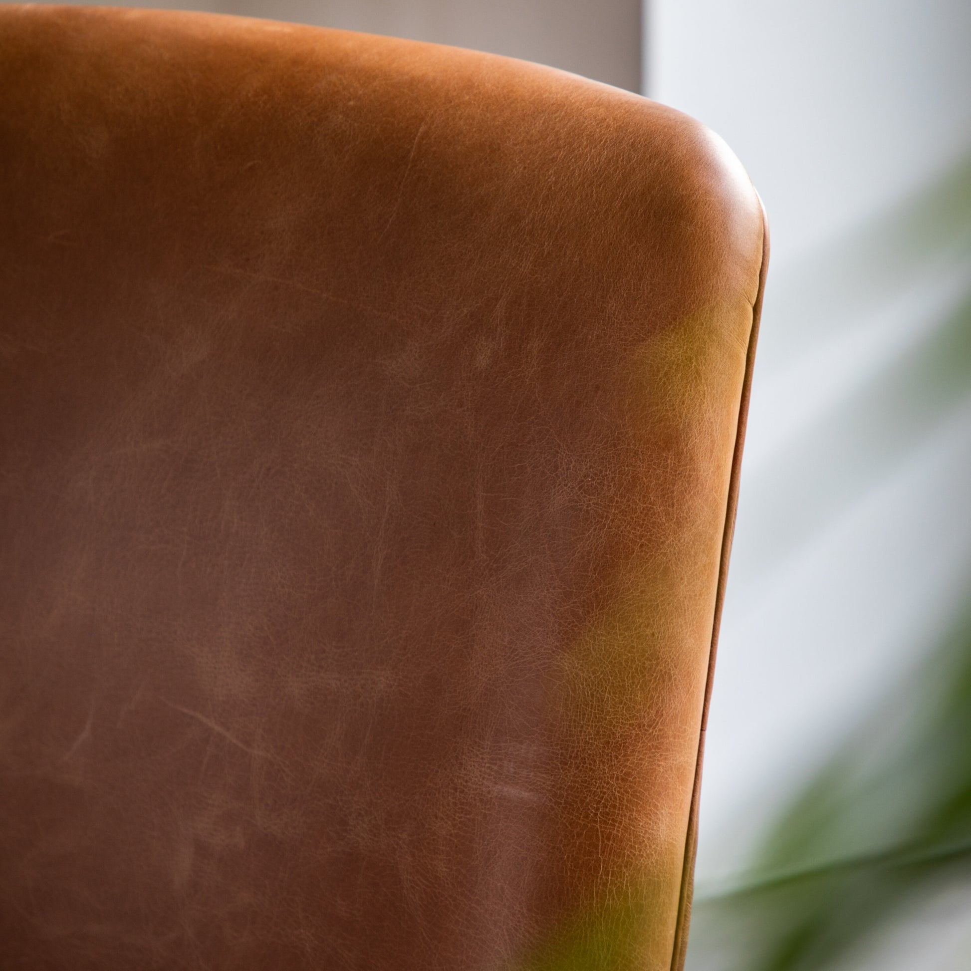 Oliver Wooden Frame Armchair | Brown Leather