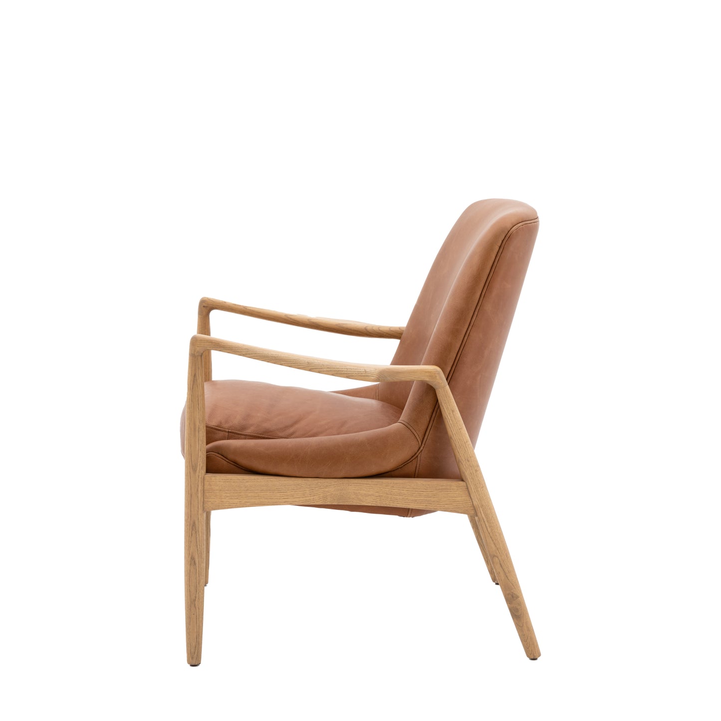 Oliver Wooden Frame Armchair | Brown Leather