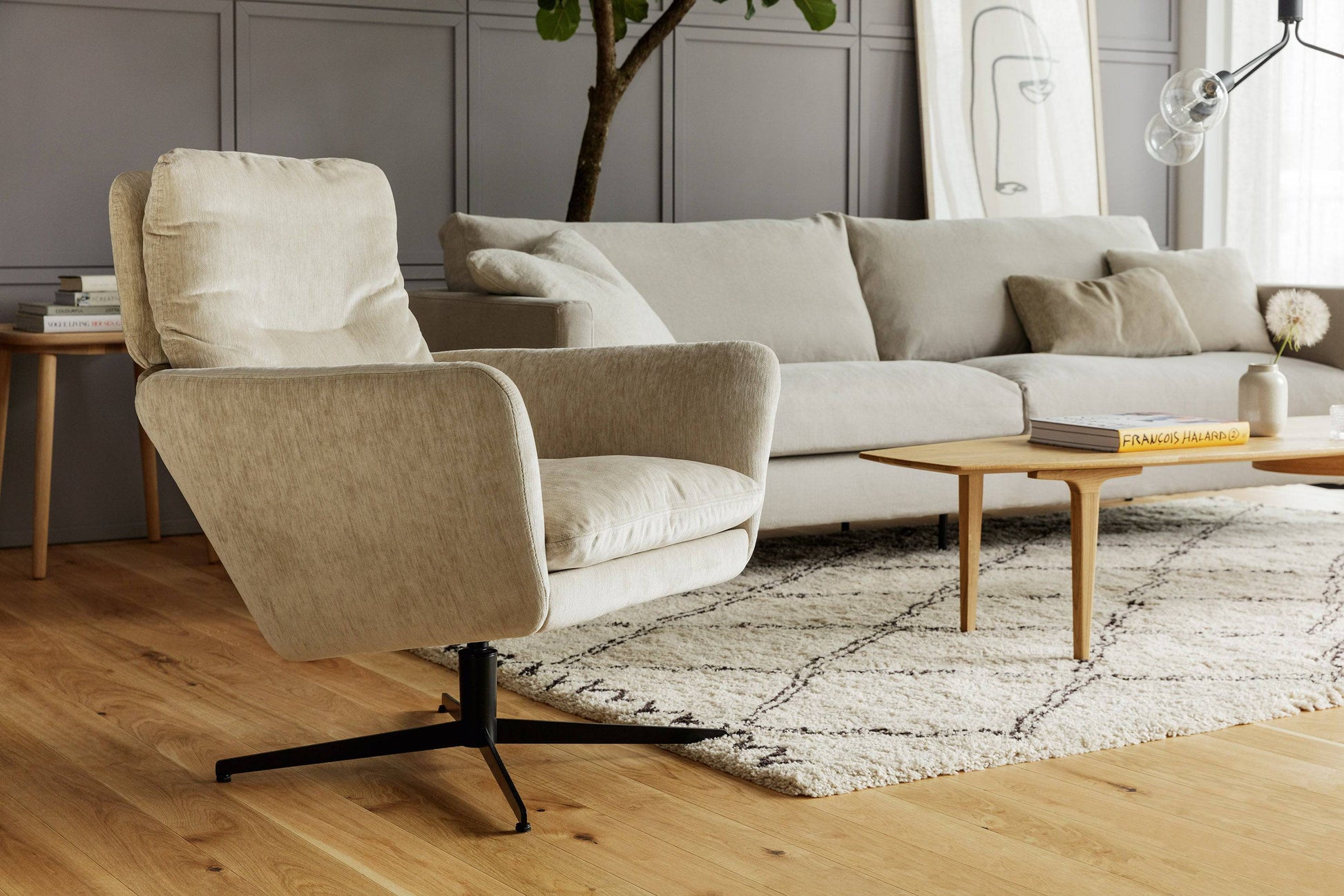 Scandinavian Design Swivel Armchair - Elyot Natur | Amy - Rydan Interiors