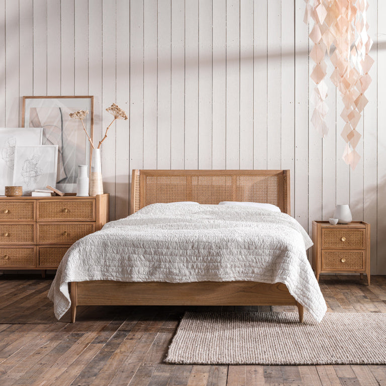 Natural Mindi Wood Rattan King Size Bedstead