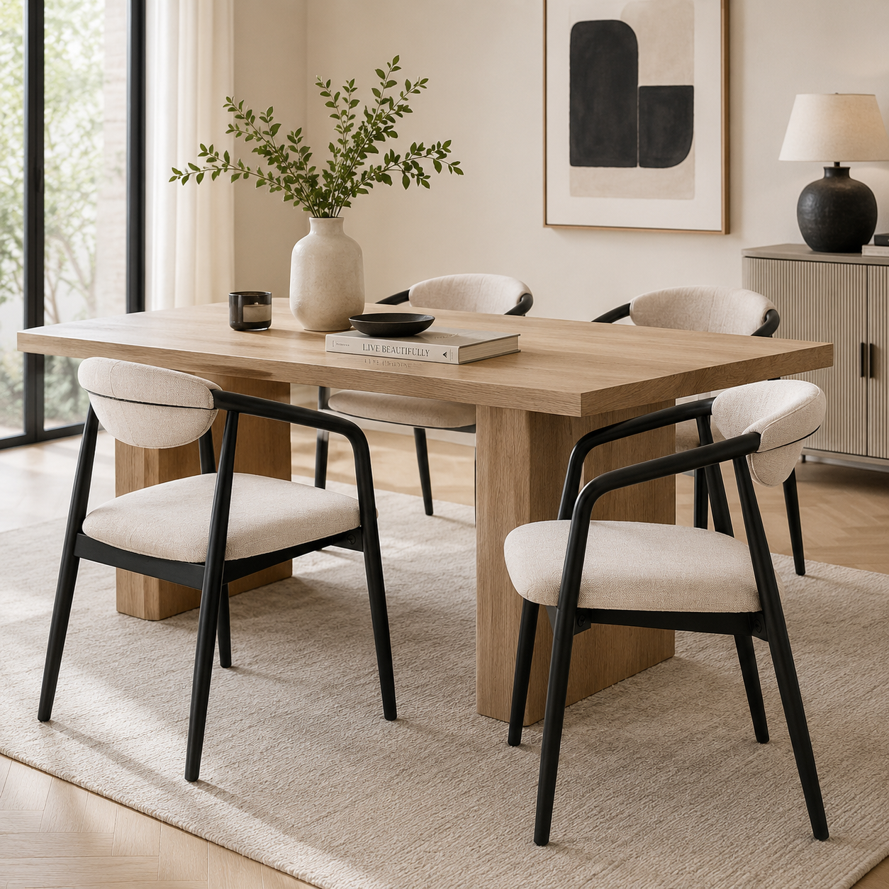 Isabelle Black Oak Dining Arm Chair