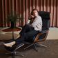 Flexlux Clement Walnut & Savoy Platin Black leather Recliner - Rydan Interiors