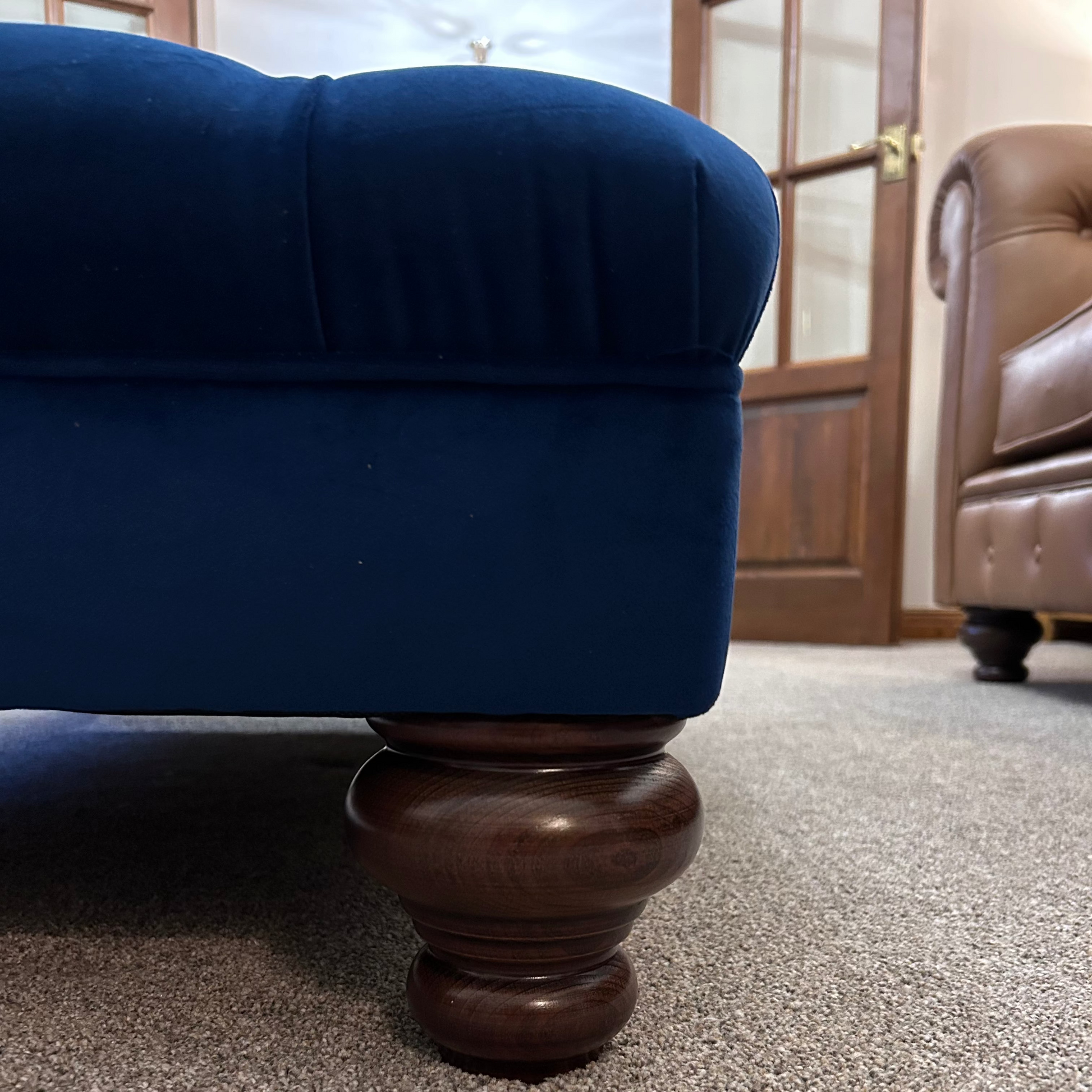 Ernie | Deep Buttoned Velvet Footstool - Rydan Interiors