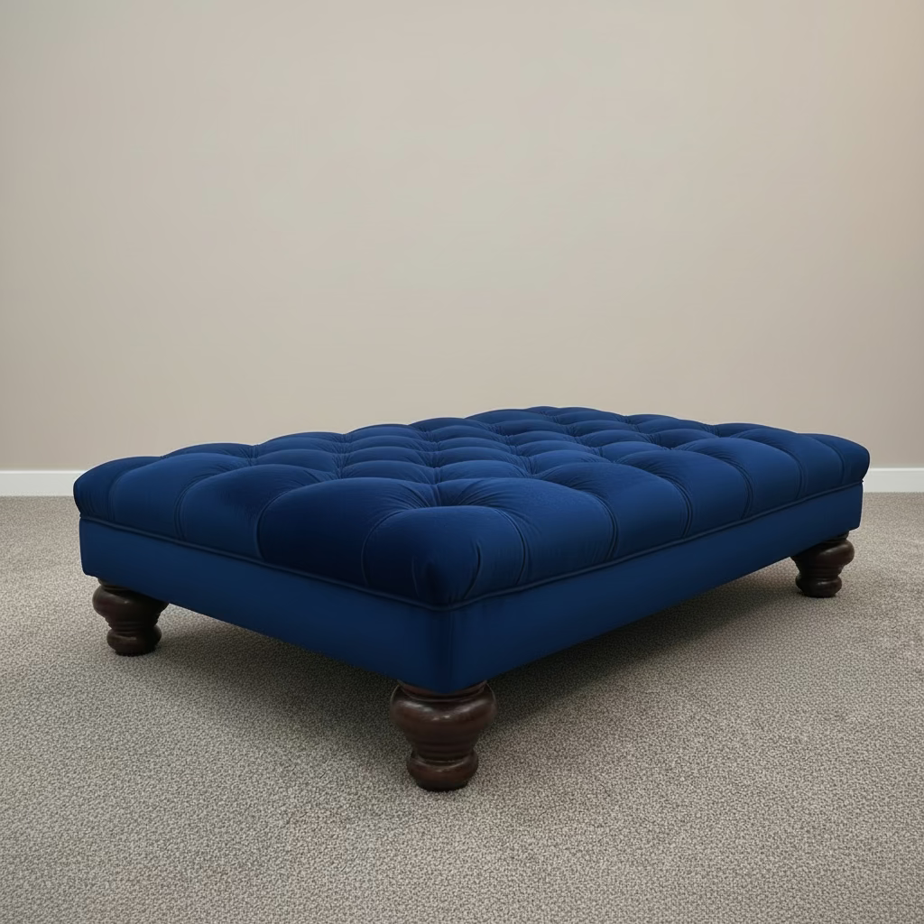 Ernie | Deep Buttoned Velvet Footstool - Rydan Interiors