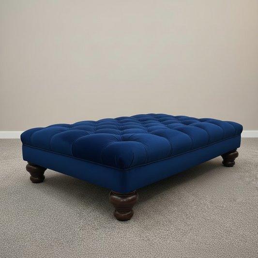 Ernie | Deep Buttoned Velvet Footstool - Rydan Interiors