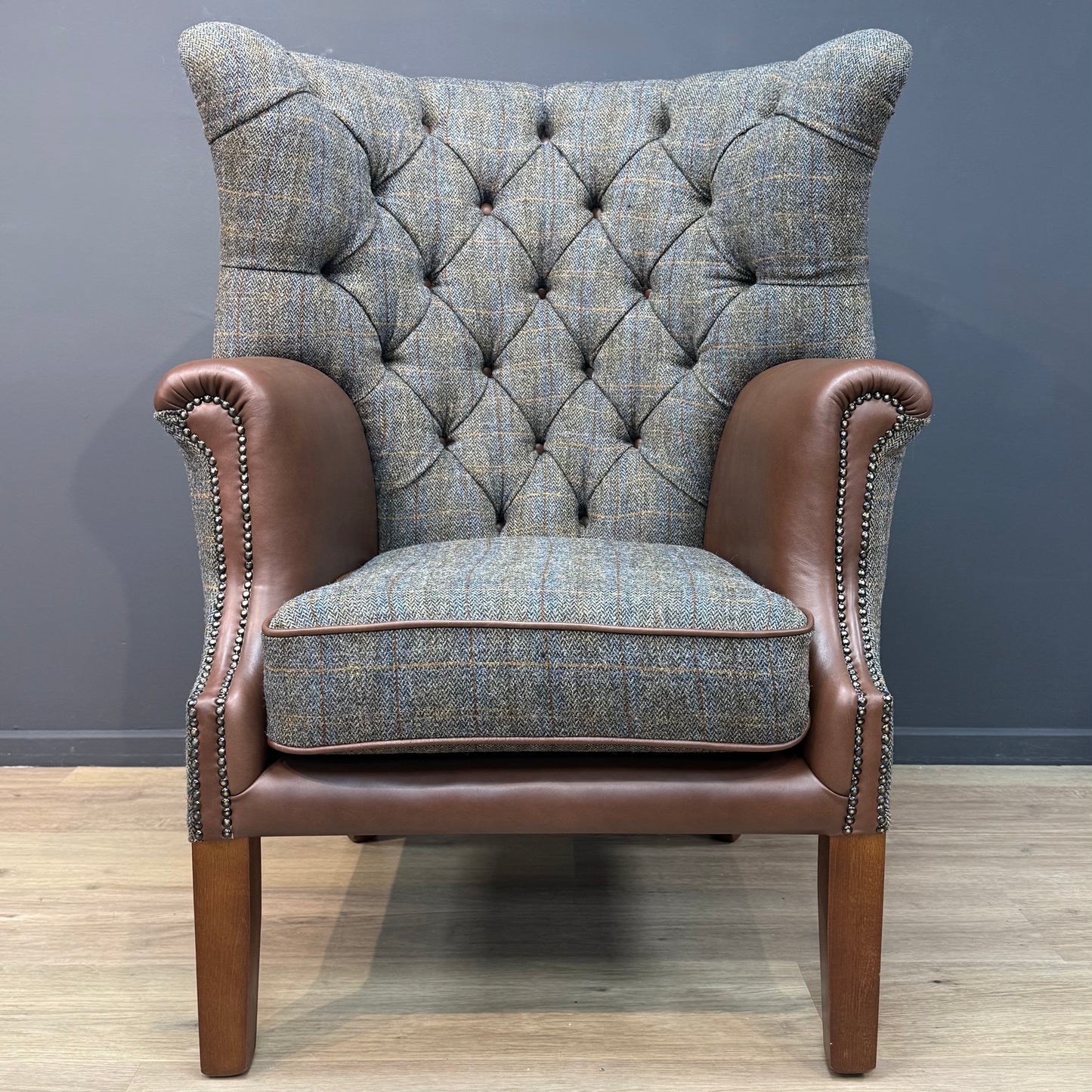 Harris Tweed And Leather Armchair Toby | Rydan Interiors