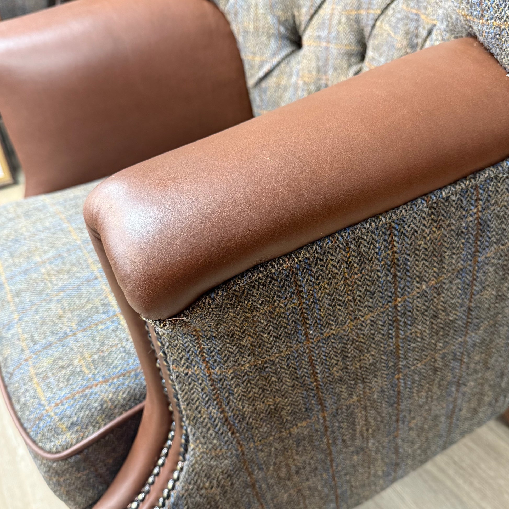Harris Tweed And Leather Armchair Toby | Rydan Interiors