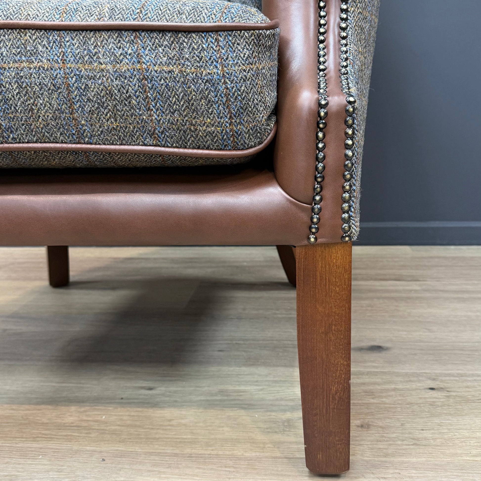Harris Tweed And Leather Armchair Toby | Rydan Interiors