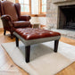 Tweed & Leather Footstool Ex Display