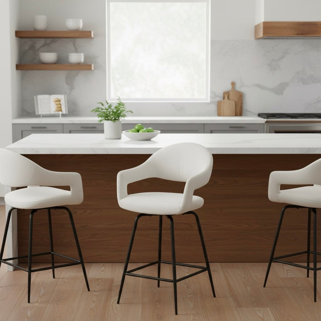 Jasmine Counter Chair Pair | White | Ex Display - Rydan Interiors