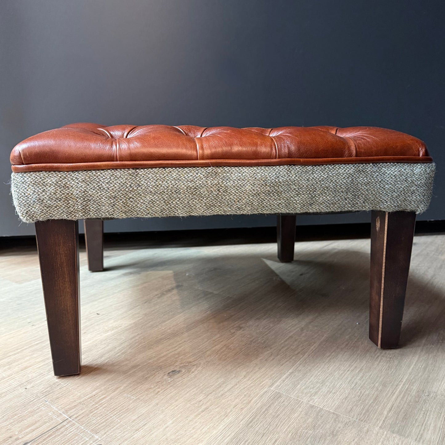 Kensington | Deep Buttoned Leather Footstool - Rydan Interiors