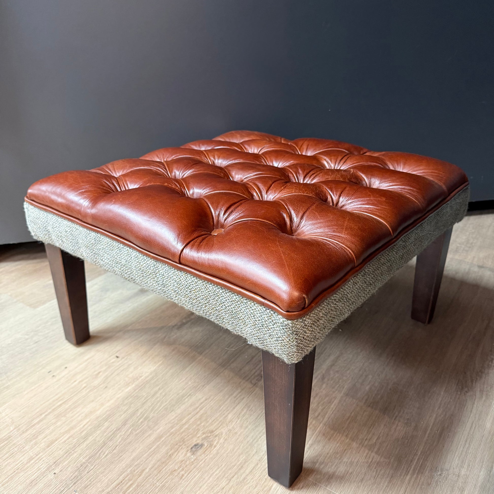Kensington | Deep Buttoned Leather Footstool - Rydan Interiors