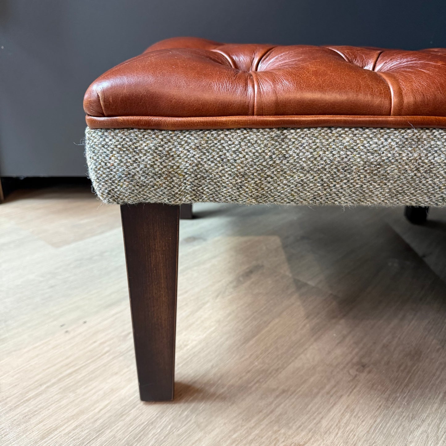 Kensington | Deep Buttoned Leather Footstool - Rydan Interiors