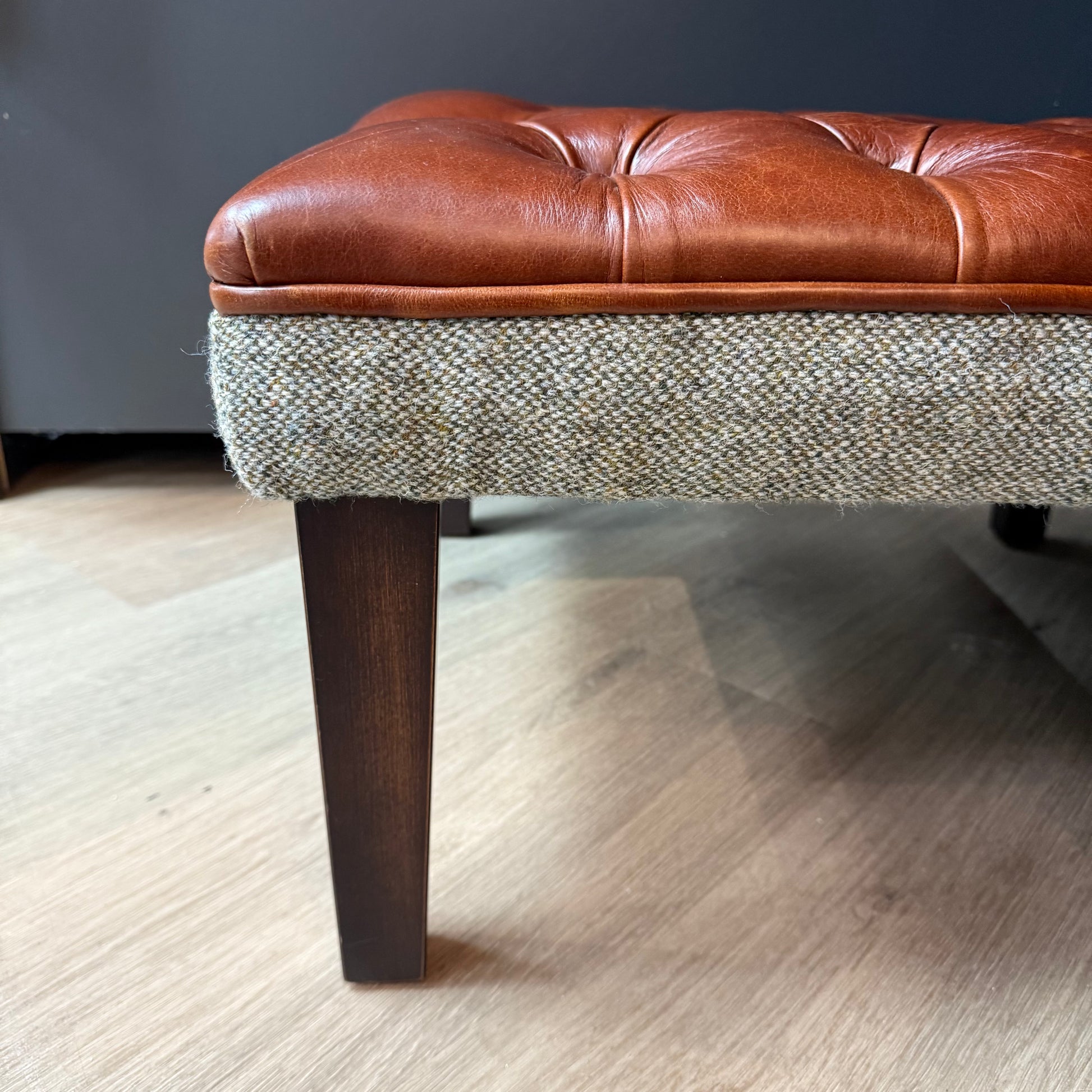 Kensington | Deep Buttoned Leather Footstool - Rydan Interiors