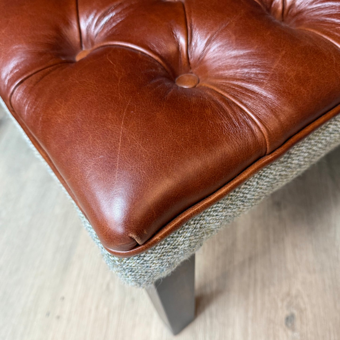 Kensington | Deep Buttoned Leather Footstool - Rydan Interiors