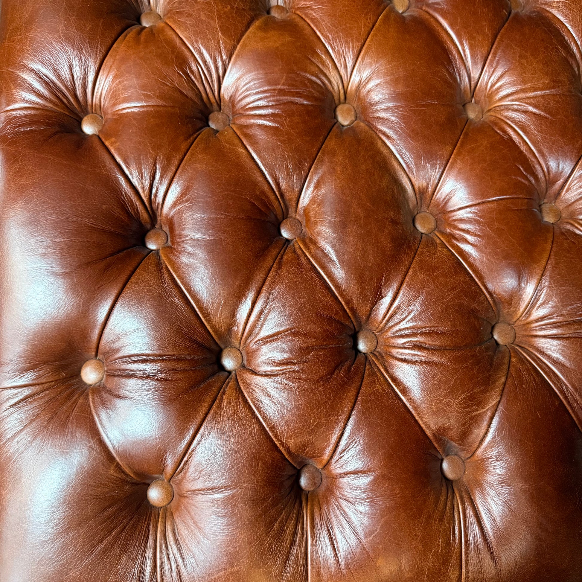 Kensington | Deep Buttoned Leather Footstool - Rydan Interiors