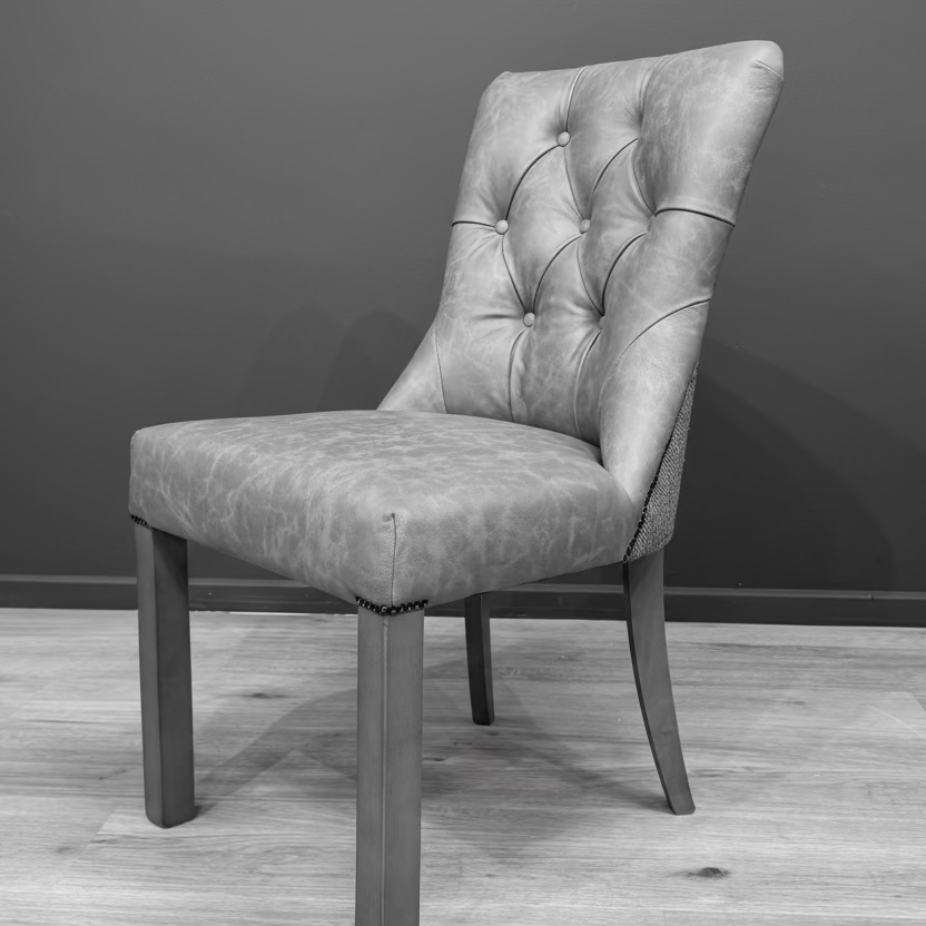 Eddy Dining Chair | Green Mix Harris Tweed and Heritage Joist 1650 Leather - Rydan Interiors