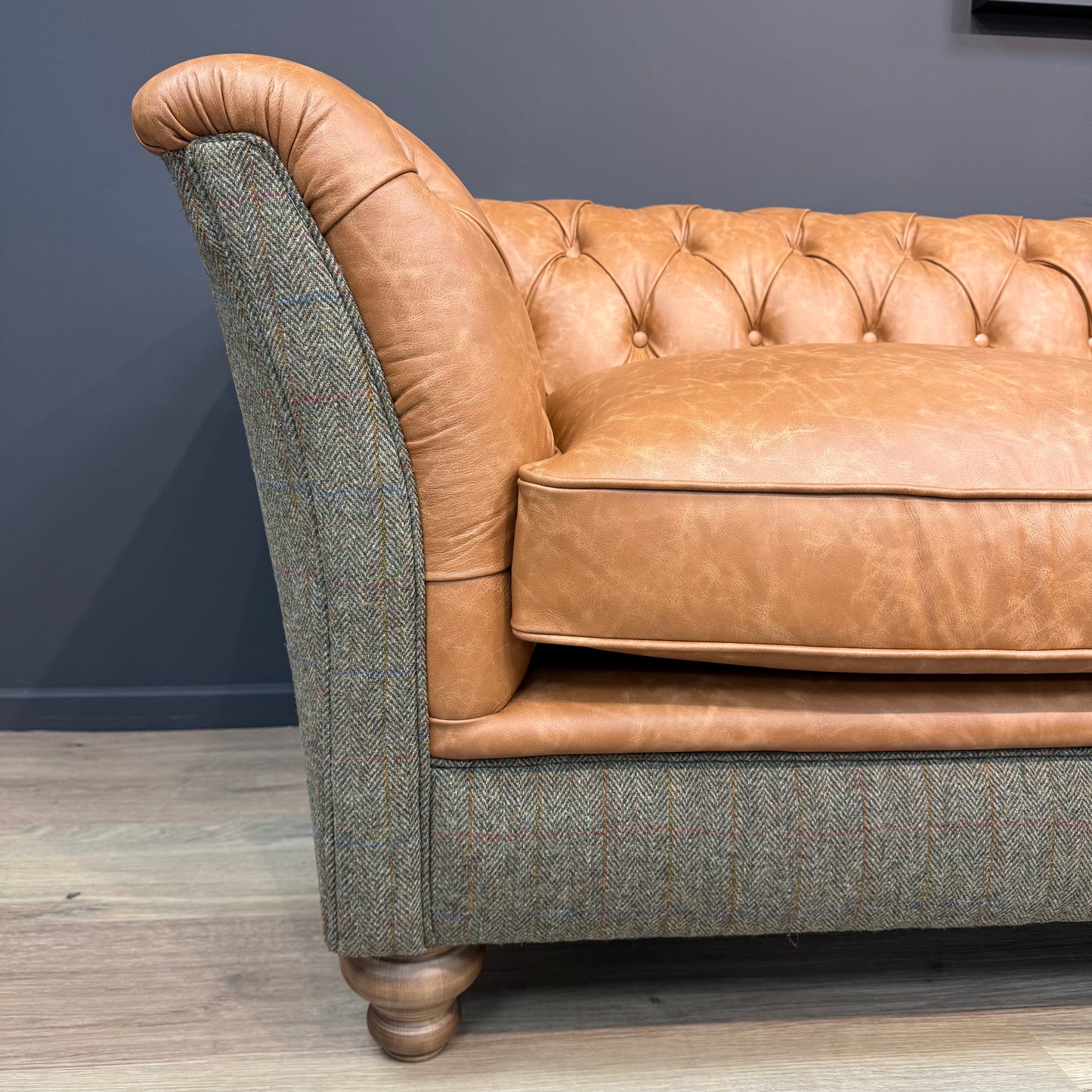 Islay | Harris Tweed & Leather Corner Sofa -  Model 12 - Rydan Interiors