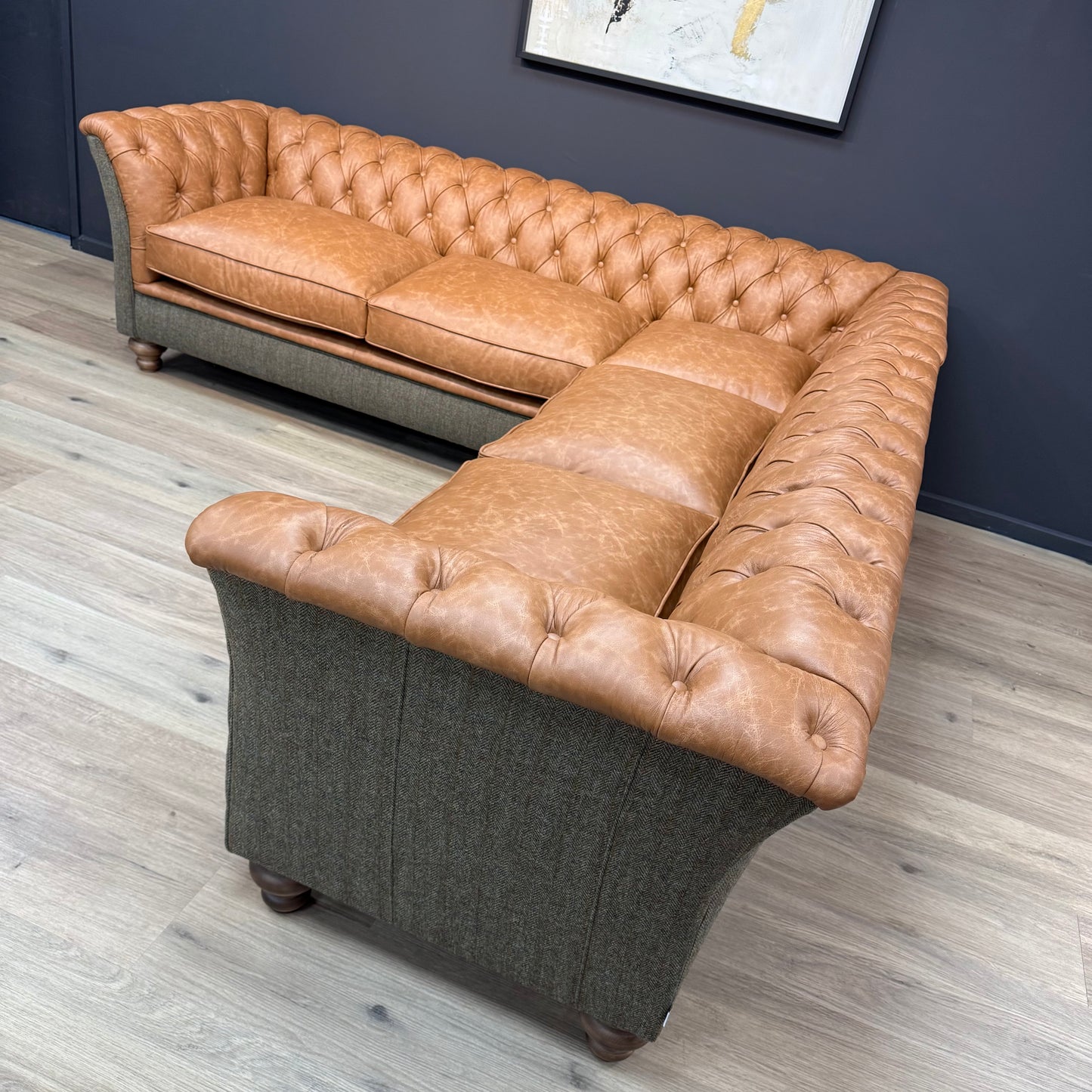 Islay | Harris Tweed & Leather Corner Sofa -  Model 12 - Rydan Interiors