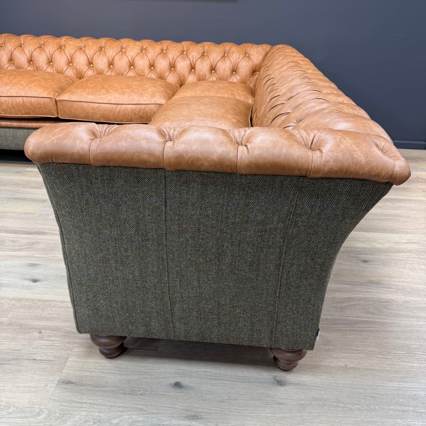 Islay | Harris Tweed & Leather Corner Sofa -  Model 12 - Rydan Interiors