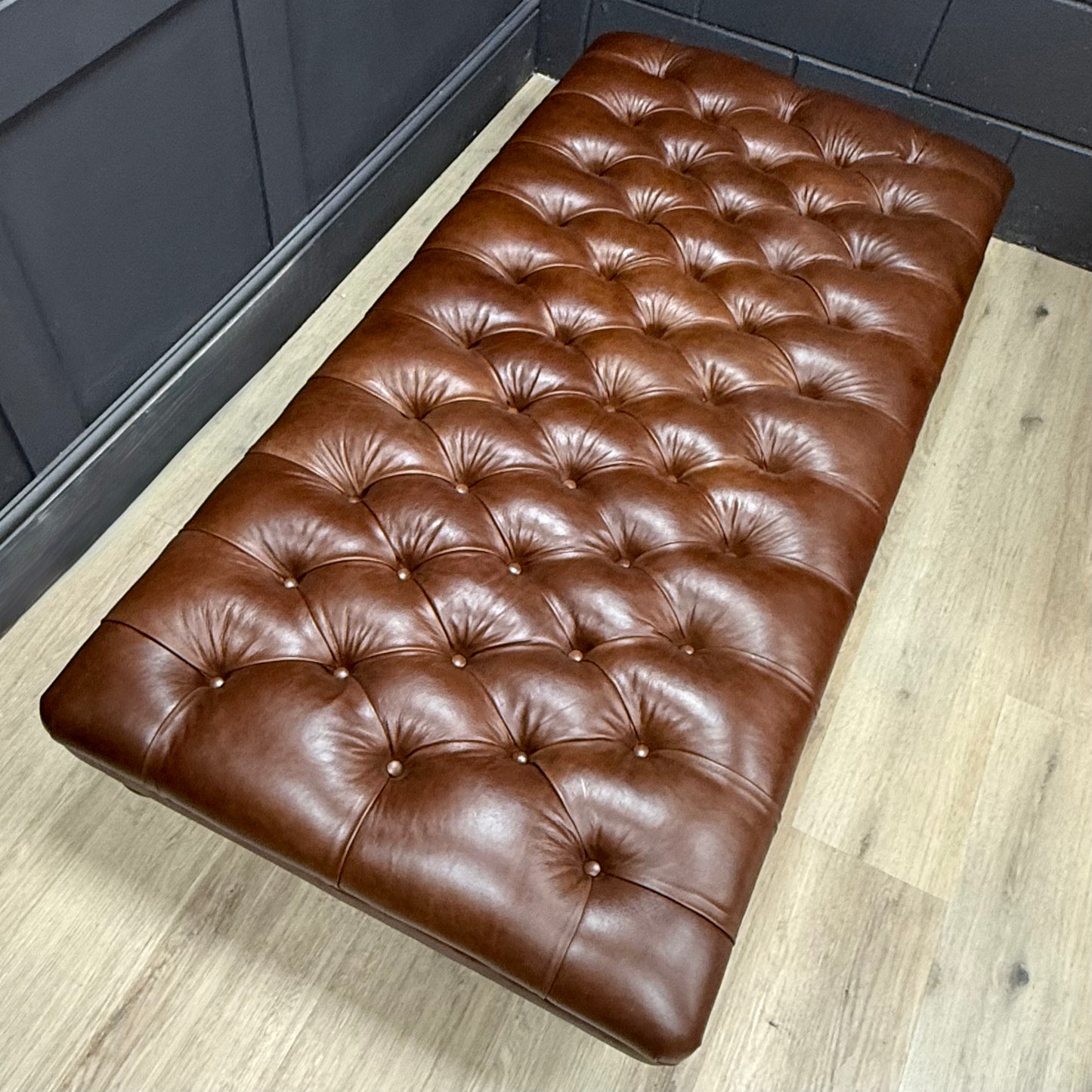 Arthur | Deep Buttoned Leather Footstool - Rydan Interiors