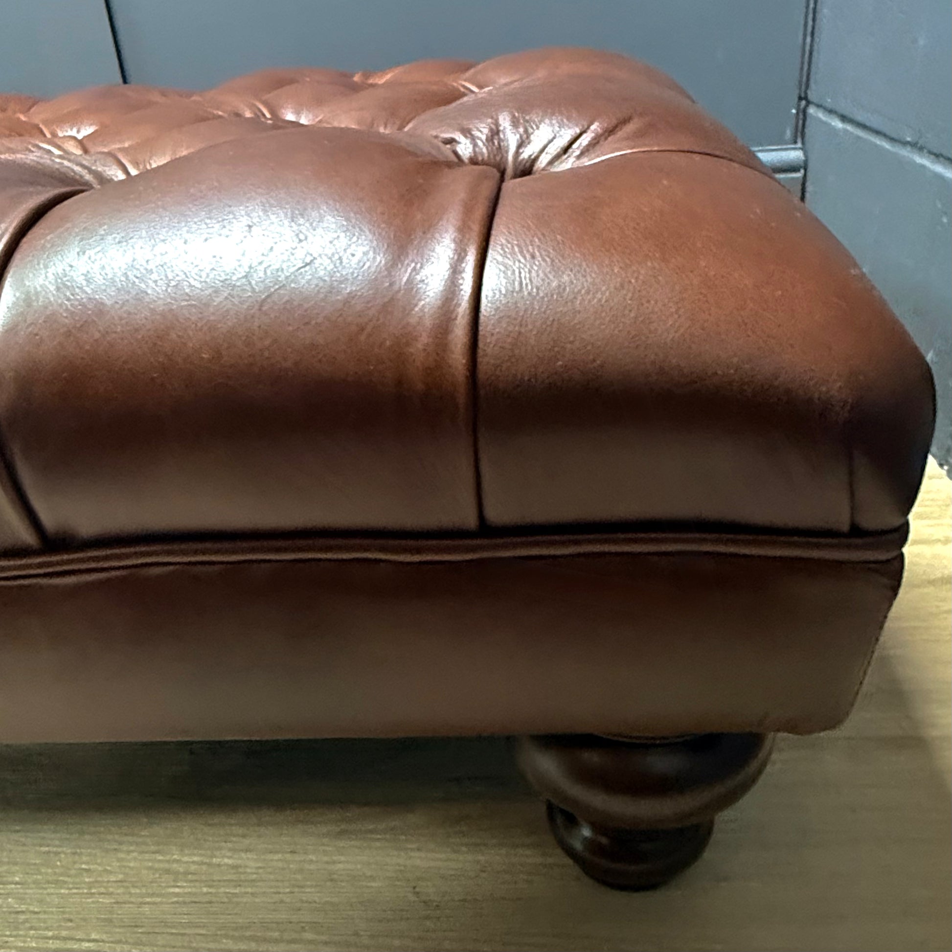 Arthur | Deep Buttoned Leather Footstool - Rydan Interiors