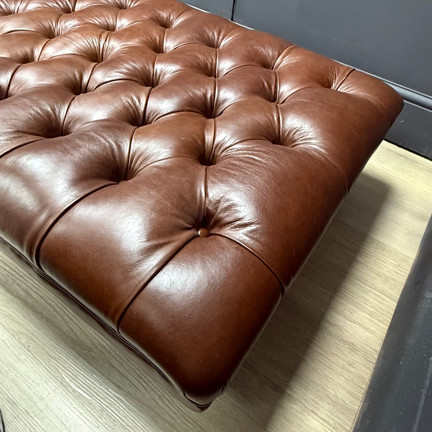 Arthur | Deep Buttoned Leather Footstool - Rydan Interiors