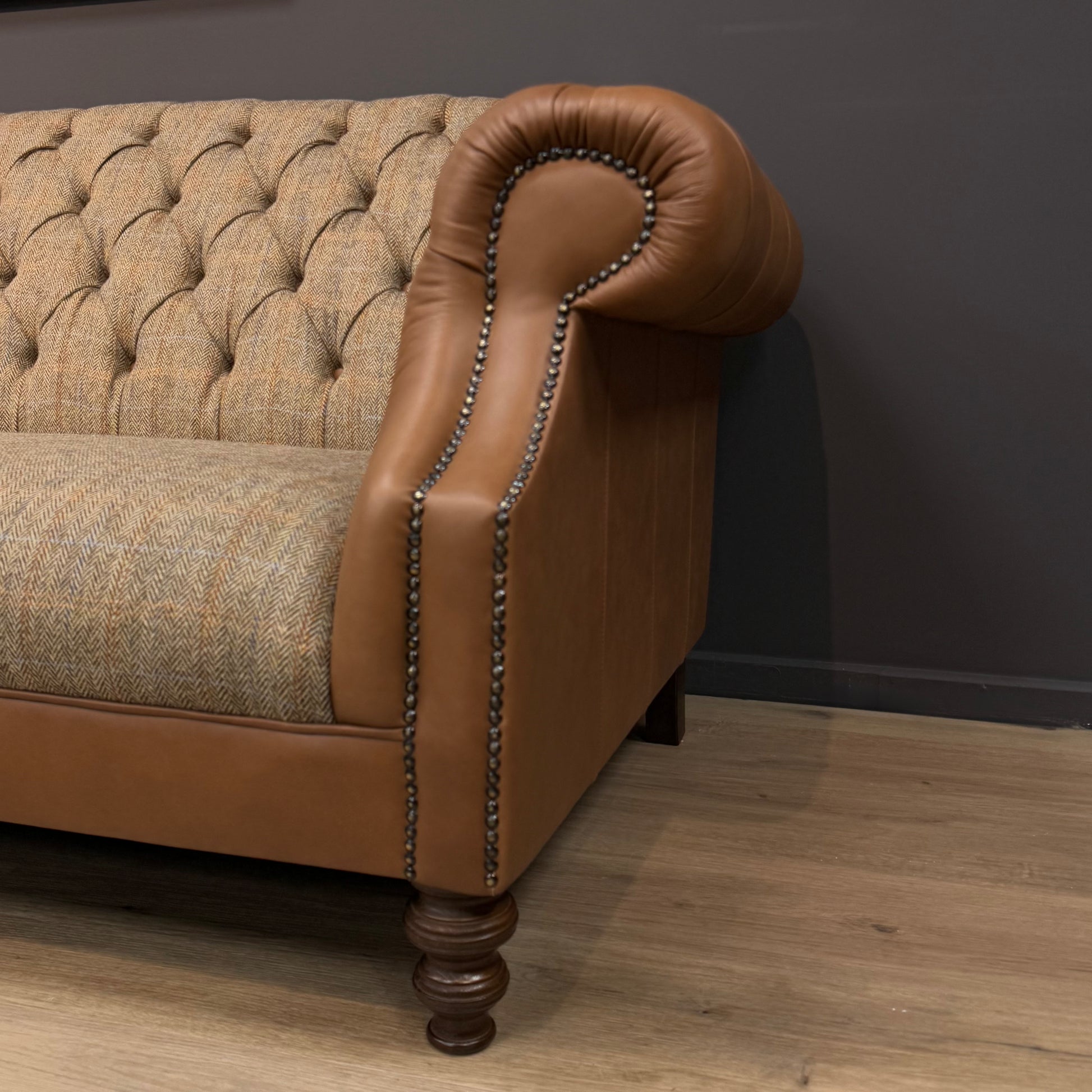 Buck Harris Buck Harris Tweed Chesterfield Sofa - Colour: Dark Brown | Rydan ...