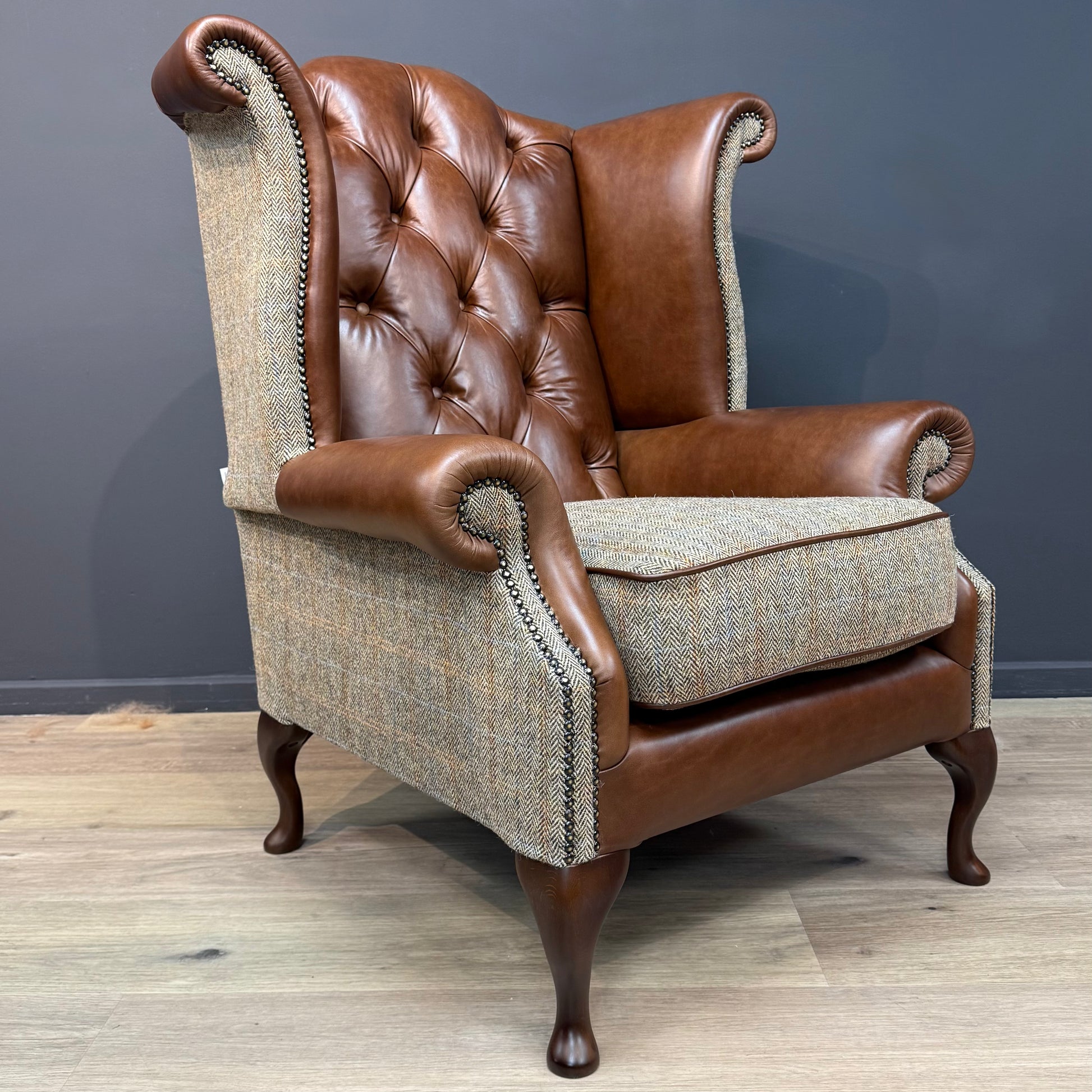 Harris Tweed And Leather Armchair Toby | Rydan Interiors