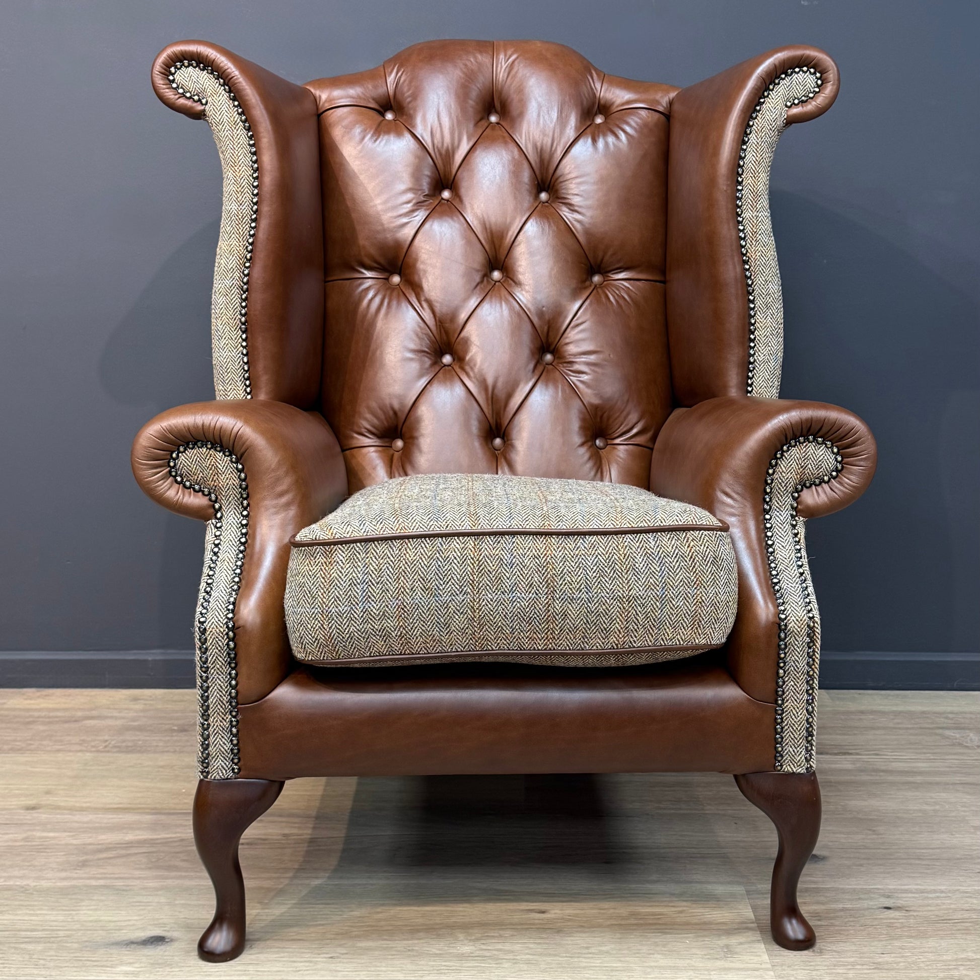 Harris Tweed And Leather Armchair Toby | Rydan Interiors