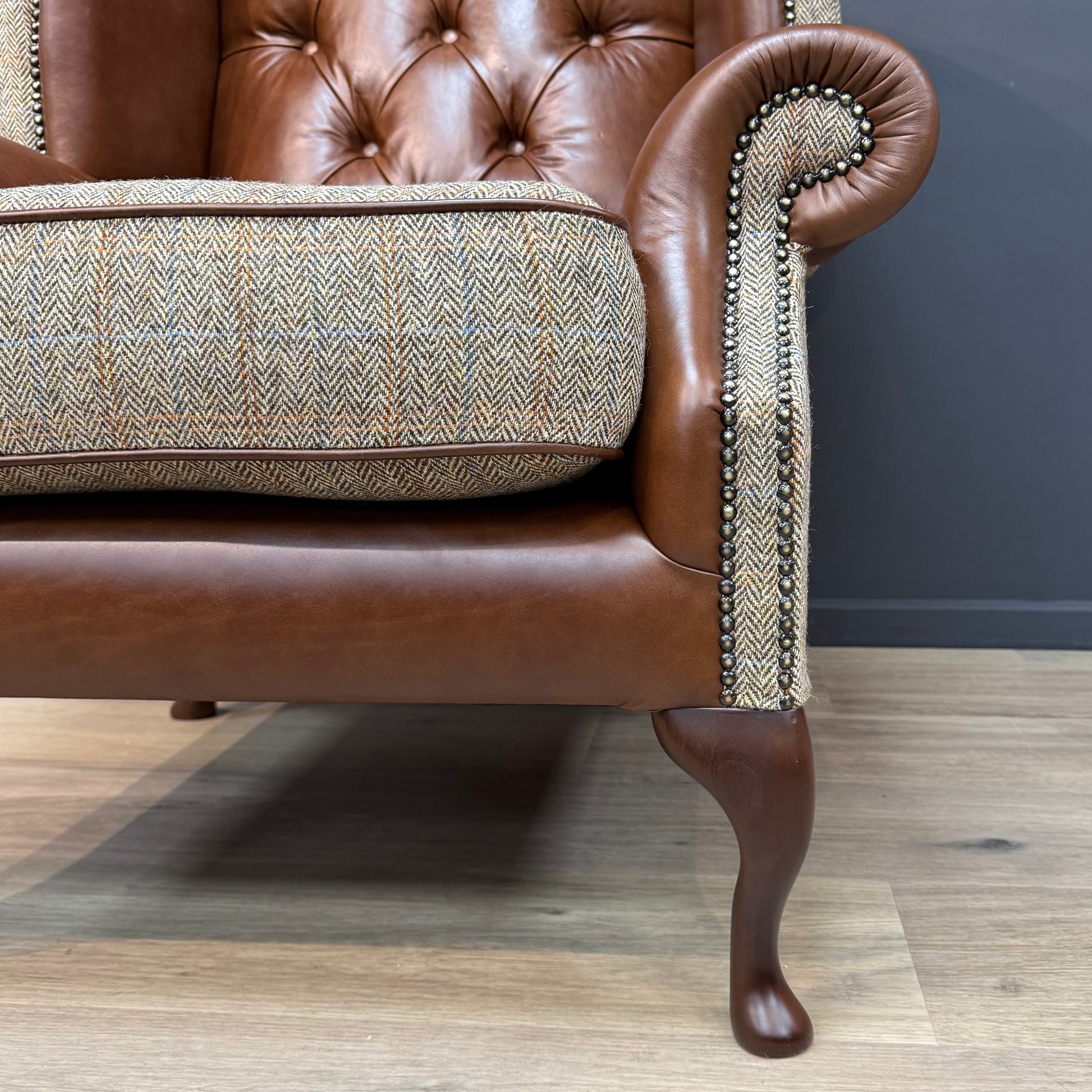 Harris Tweed And Leather Armchair Toby | Rydan Interiors