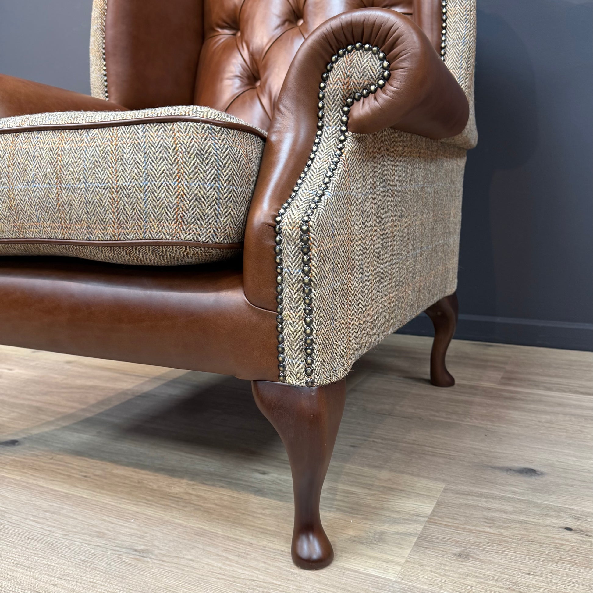 Harris Tweed And Leather Armchair Toby | Rydan Interiors